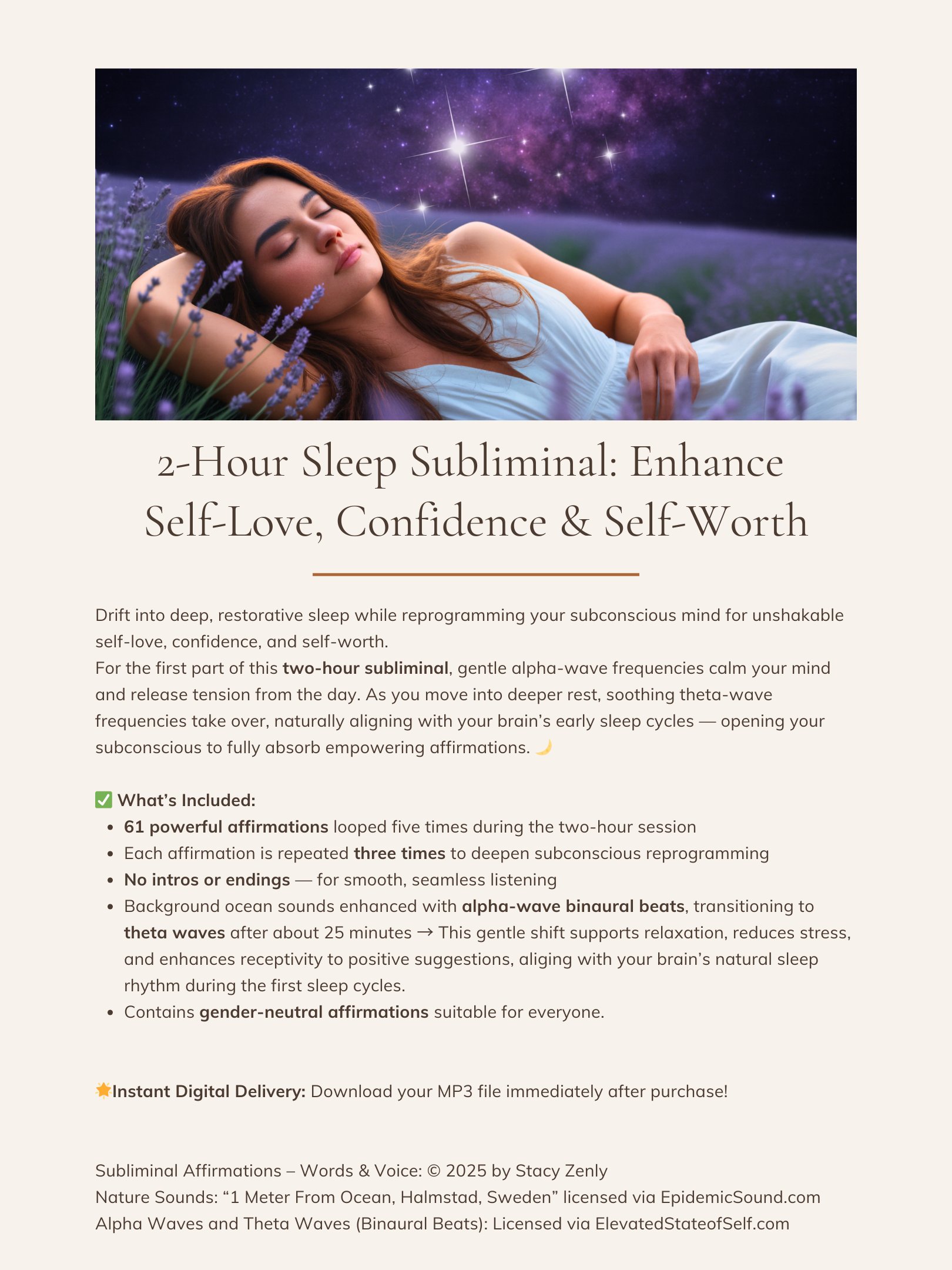 2-Hour Sleep Subliminal: Enhance Self-Love, Confidence & Self-Worth | Download MP3 product image (2)