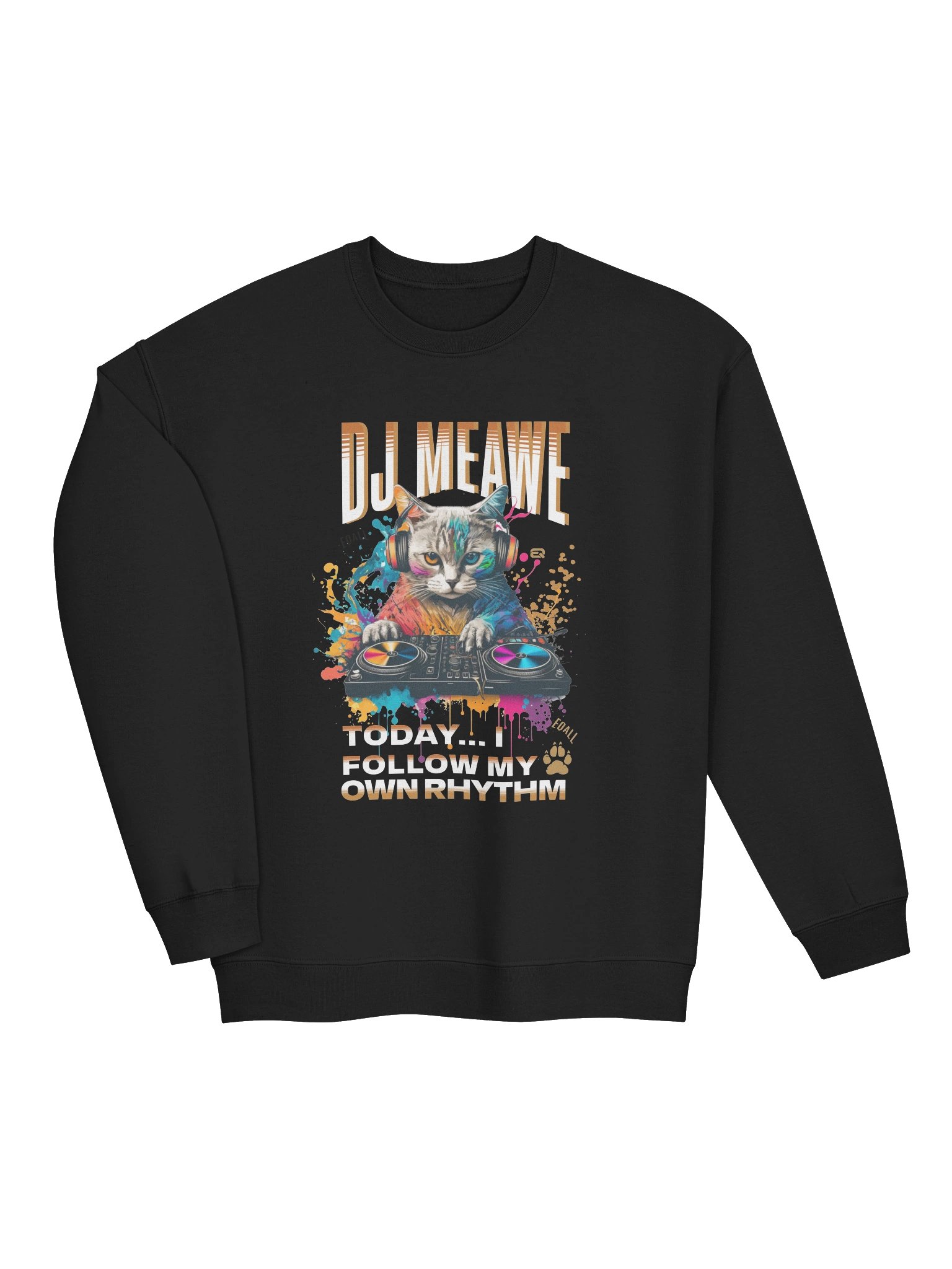 Urban DJ Cat Vibes Midweight PAWSETIQ Sweatshirt_R3CVR.i_EQALL® Originals_Mustard product image (4)