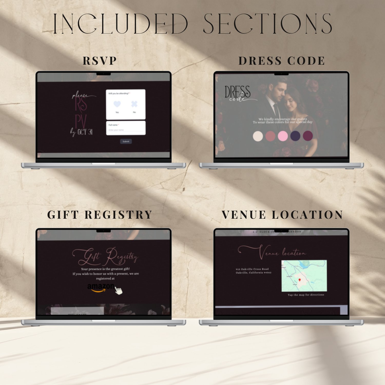 Midnight Bloom Wedding Website | Moody Floral Wedding Template | Editable Canva Website | RSVP Form | Fall Winery Candlelight Theme | Digital Invite product image (4)