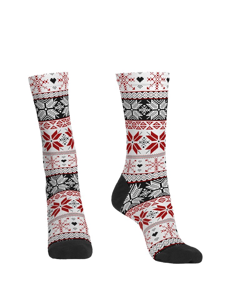 Winter Fair Isle Pattern Socks, Red & Black product image (2)