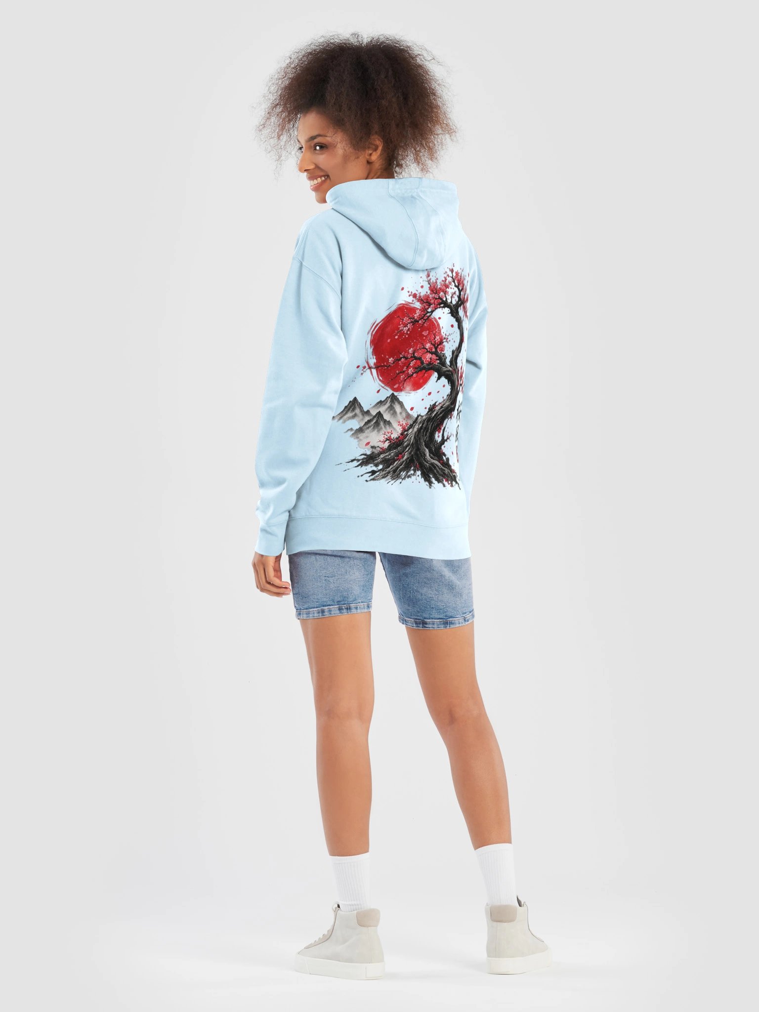 Japanese Crane & Sakura Bonsai Hoodie | Cherry Blossom product image (3)