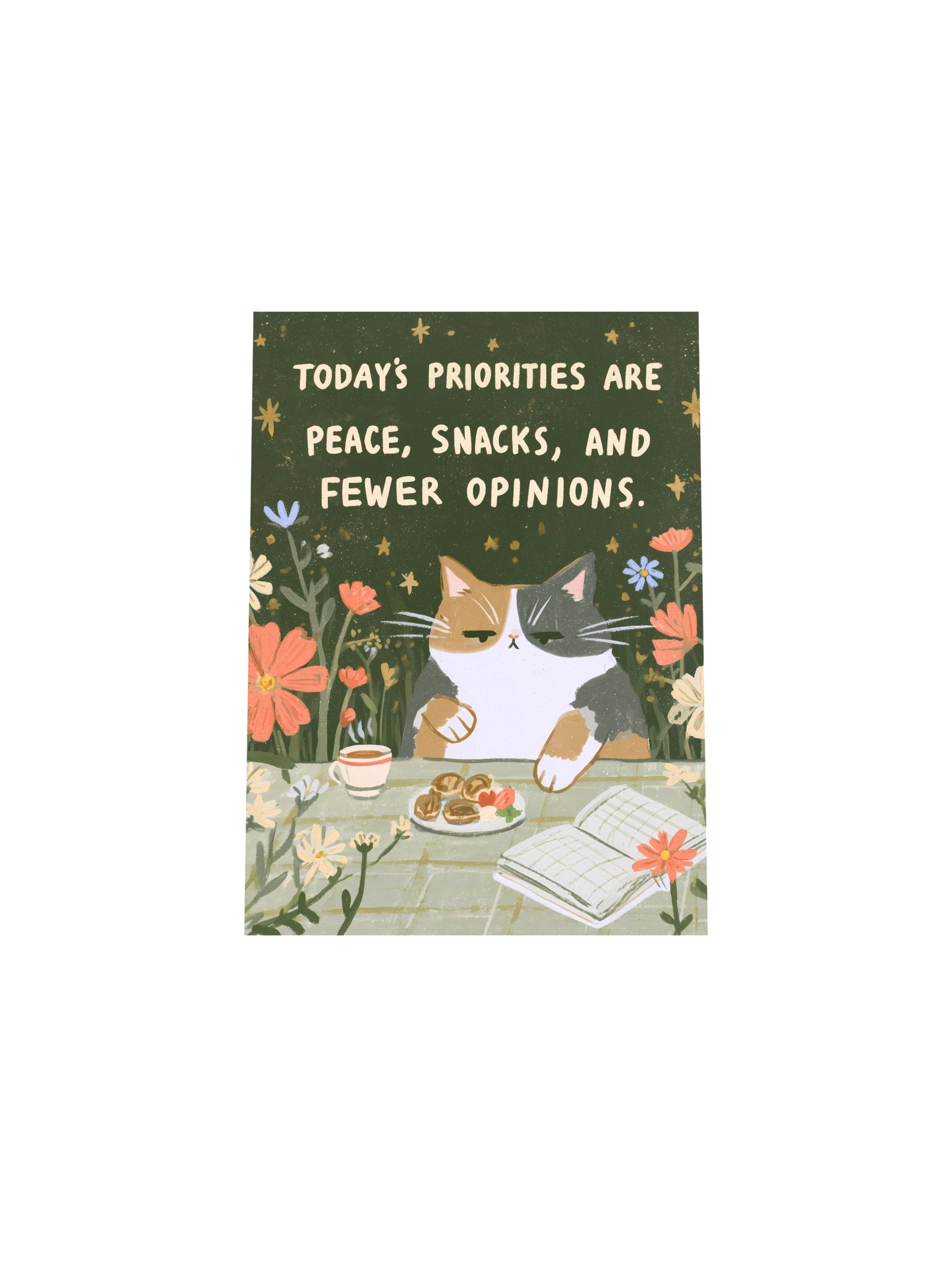 Peace, Snacks & Fewer Opinions Cat Poster product image (29)