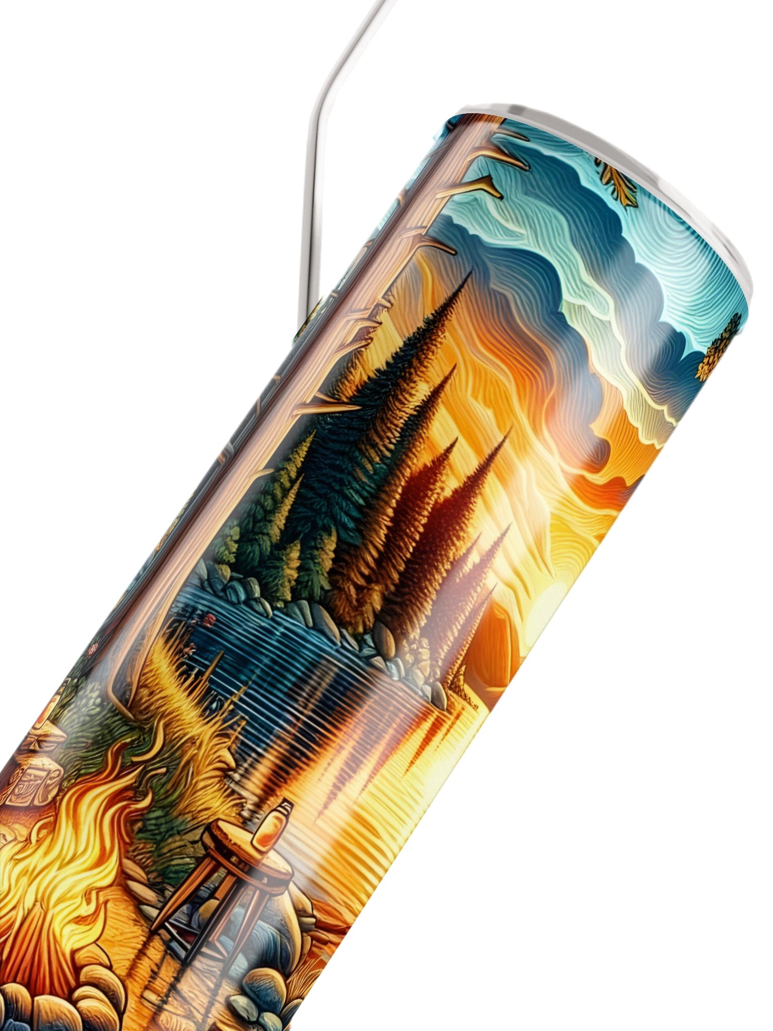 Lakeside Cabin Tumbler | Cozy Campfire & Mountain Sunset Cup product image (4)