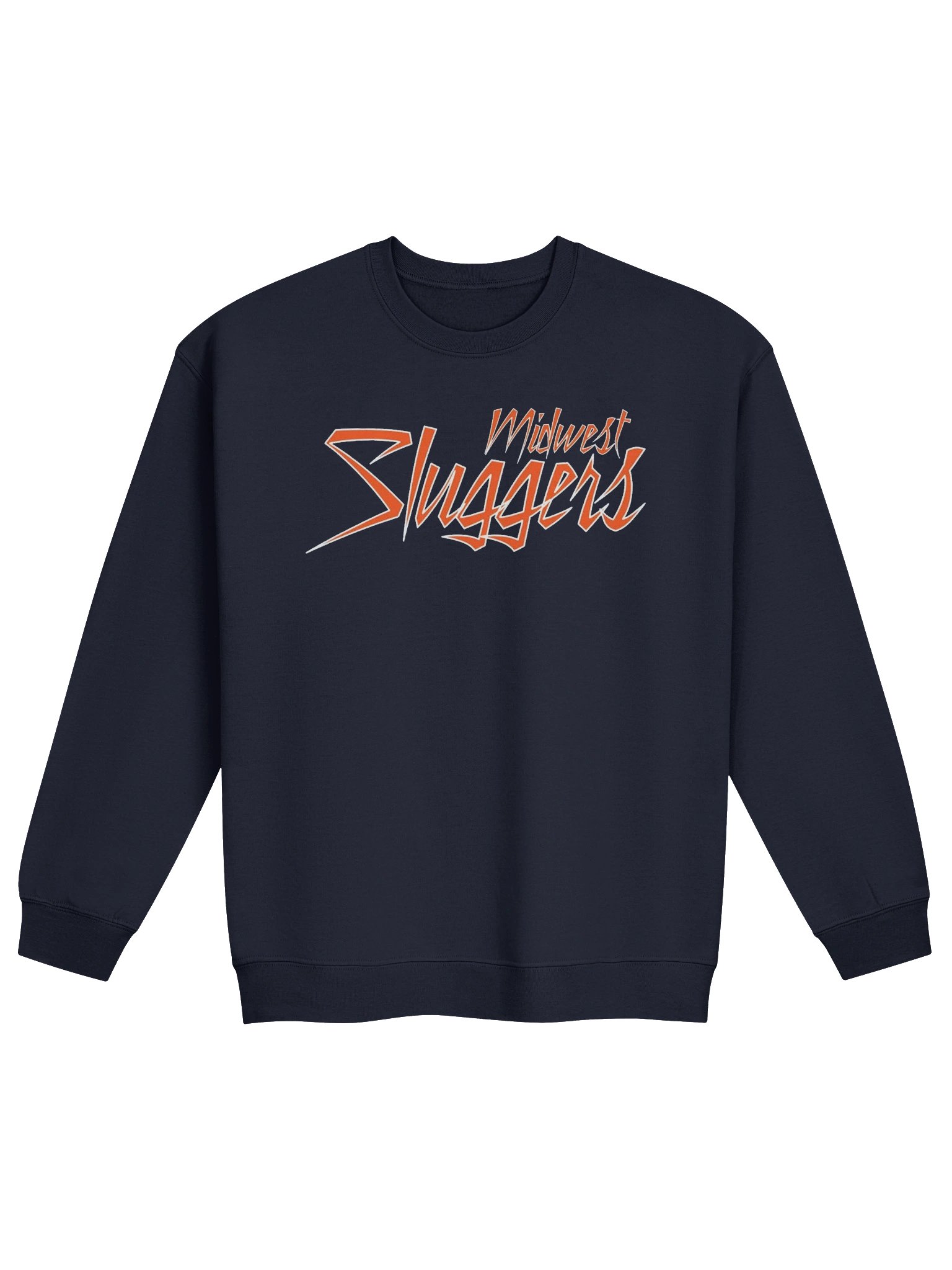 Midwest Sluggers Stacked Logo Navy Unisex Crewneck Sweatshirt product image (1)