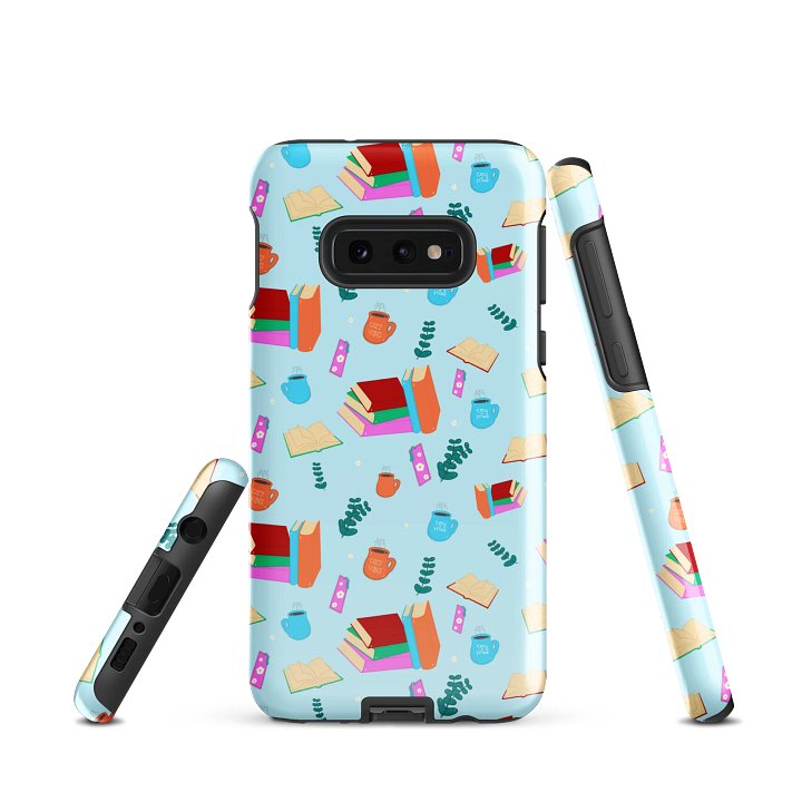Cozy Book Lovers Pattern- Blue Background Samsung® Tough Case product image (1)