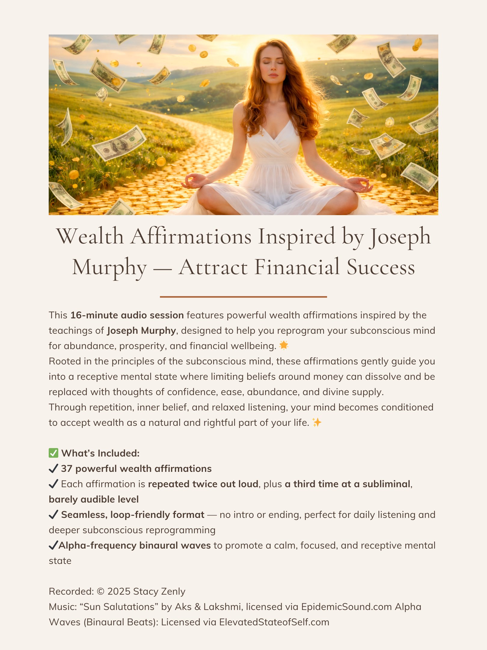 Wealth Affirmations — Attract Financial Success | MP3 Download product image (2)