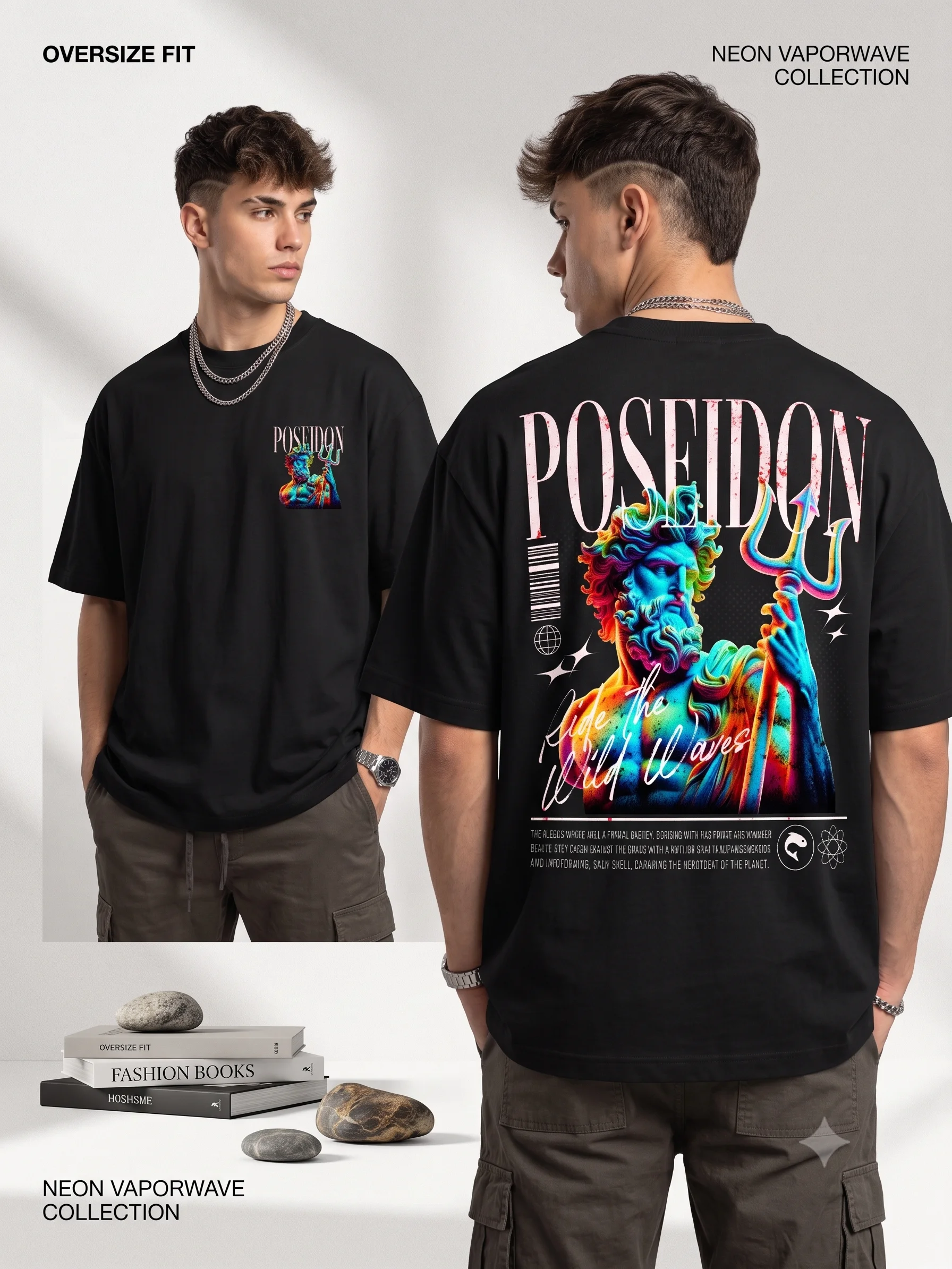 Poseidon Greek God Streetwear T-Shirt – Vaporwave Synthwave Aesthetic Graphic Tee product image (1)
