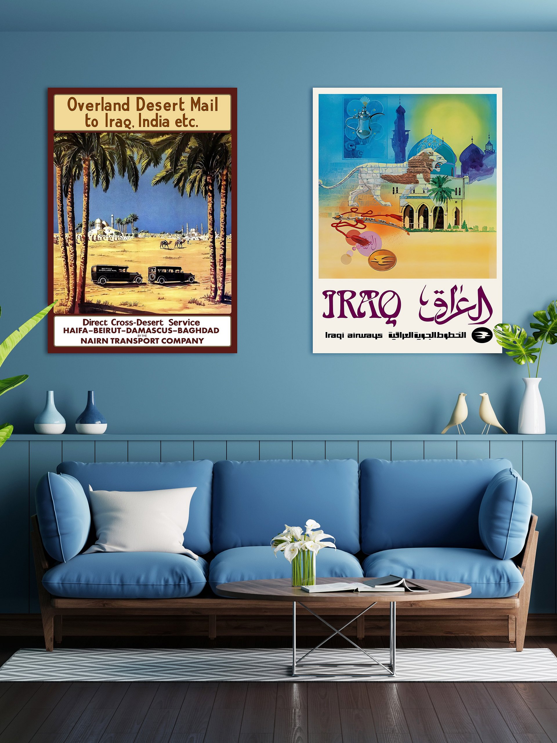 Haifa, Beirut, Damascus, Baghdad. Nairn transport Co. Israel, Palestine, Lebanon, Syria, Iraq 1923 — retro travel poster, vintage travel art product image (2)