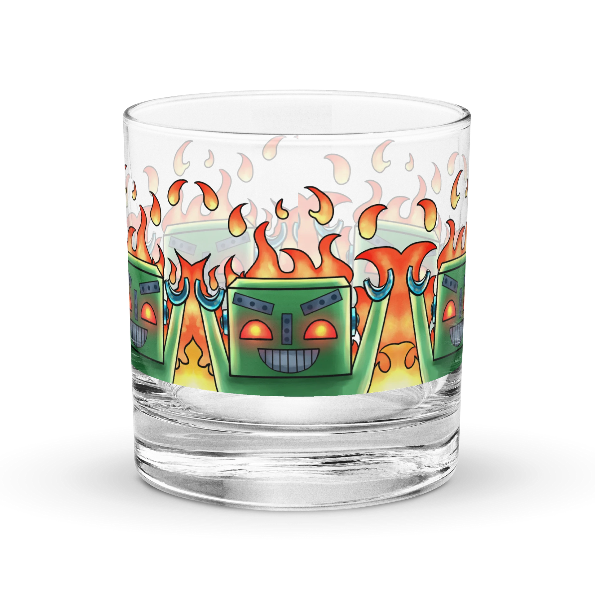 Fiery Robot Party Rocks Glass (MACH 2 Evil) - Rum Glass product image (1)