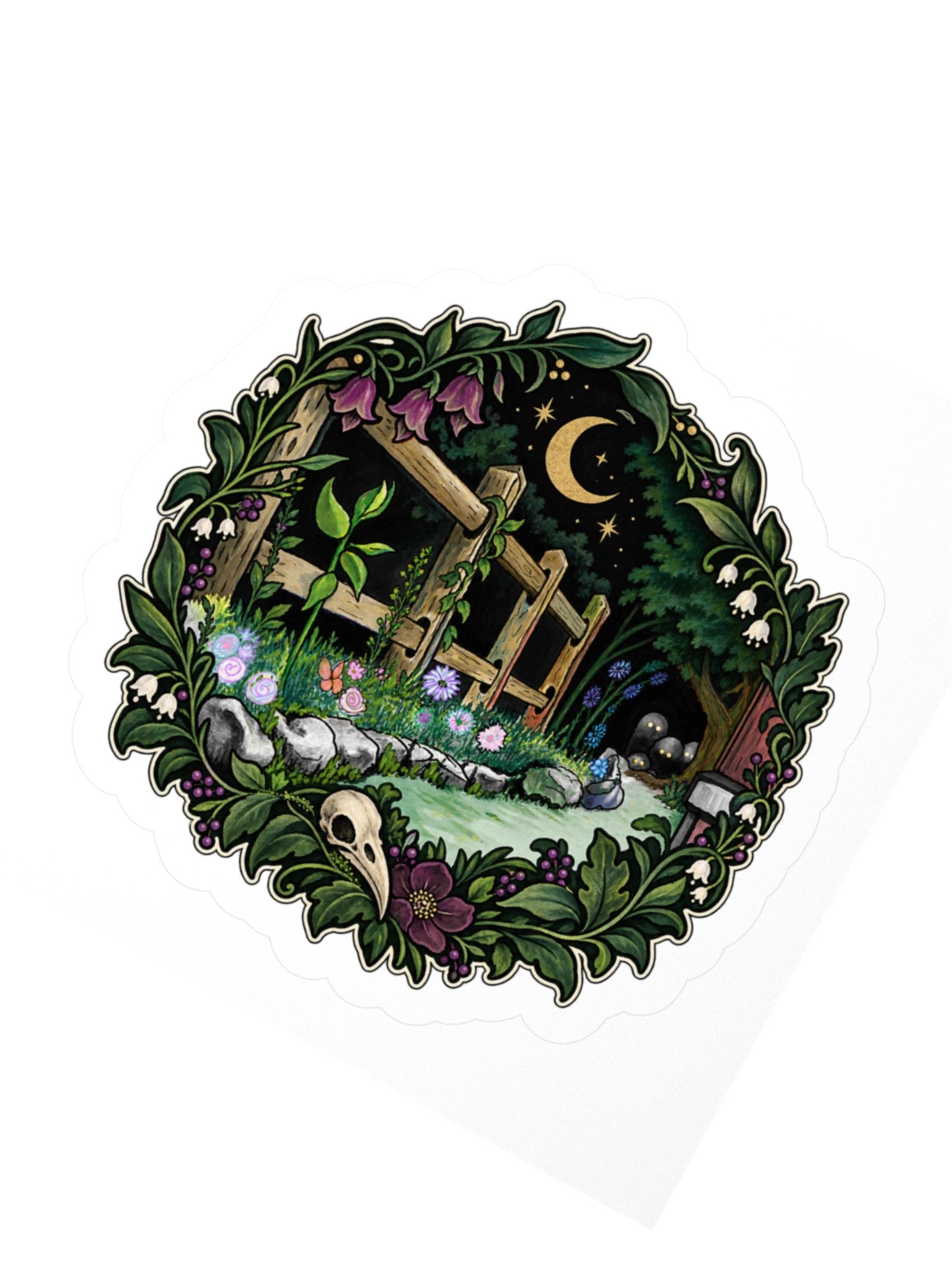 Moonlit Forest Circle Kiss Cut Sticker product image (6)