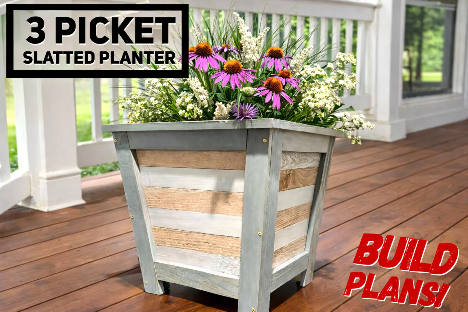 Slatted Three Picket Planter Plan product image (1)