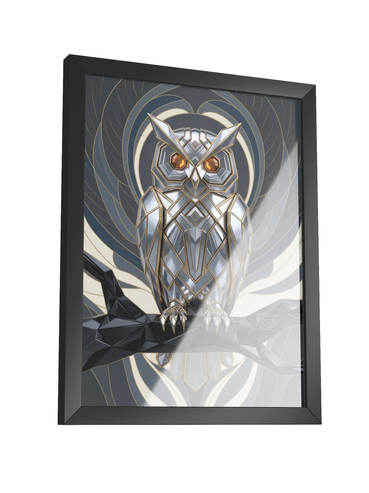 Geometric Metallic Owl Framed Poster - Neo-Deco Wall Art product image (3)