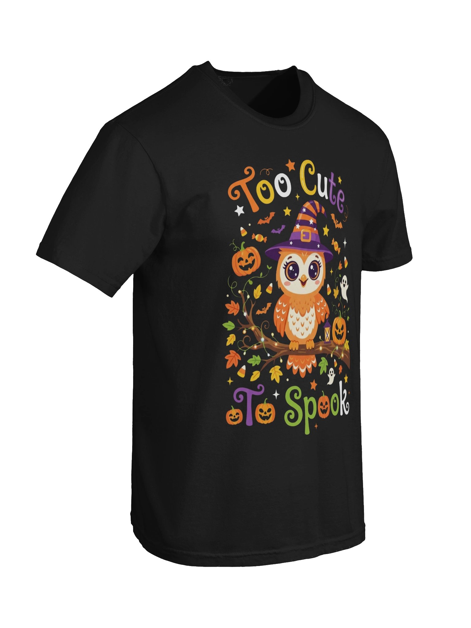 Too Cute To Spook Owl Halloween Shirt - Cute Witch Owl T-Shirt for Kids & Adults product image (26)