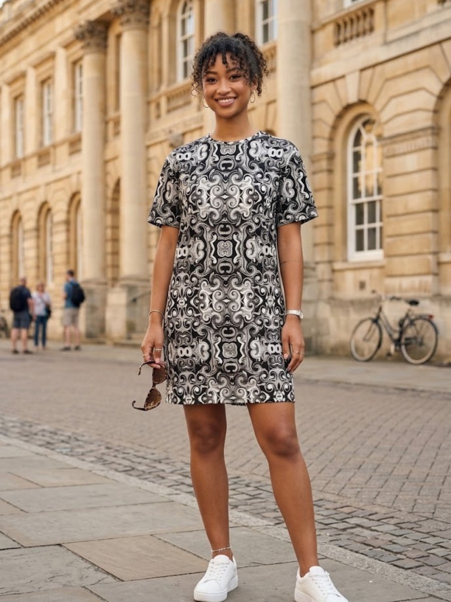Baroque Swirls All-Over Print Dress product image (1)