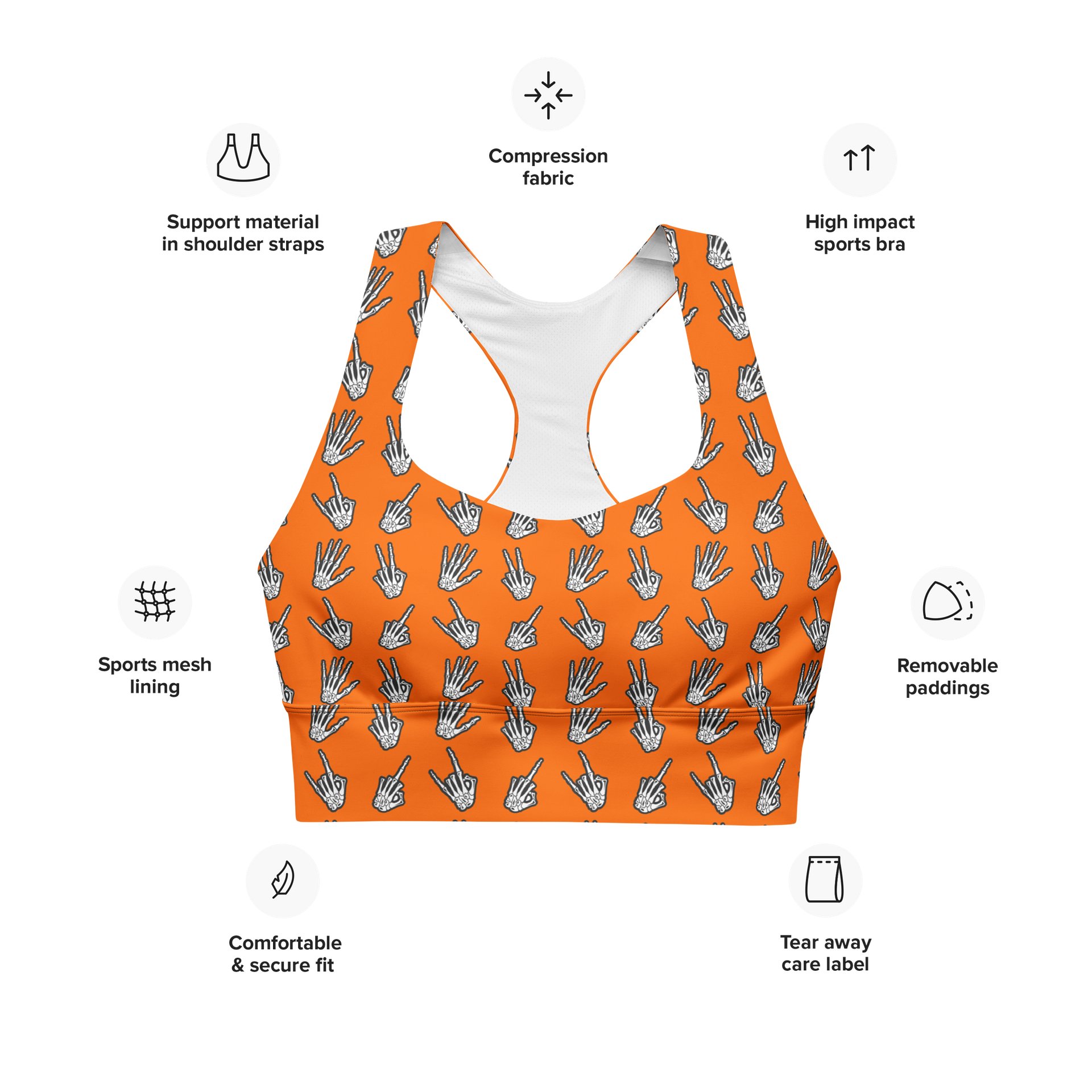 Bone Zone pattern sports bra product image (6)