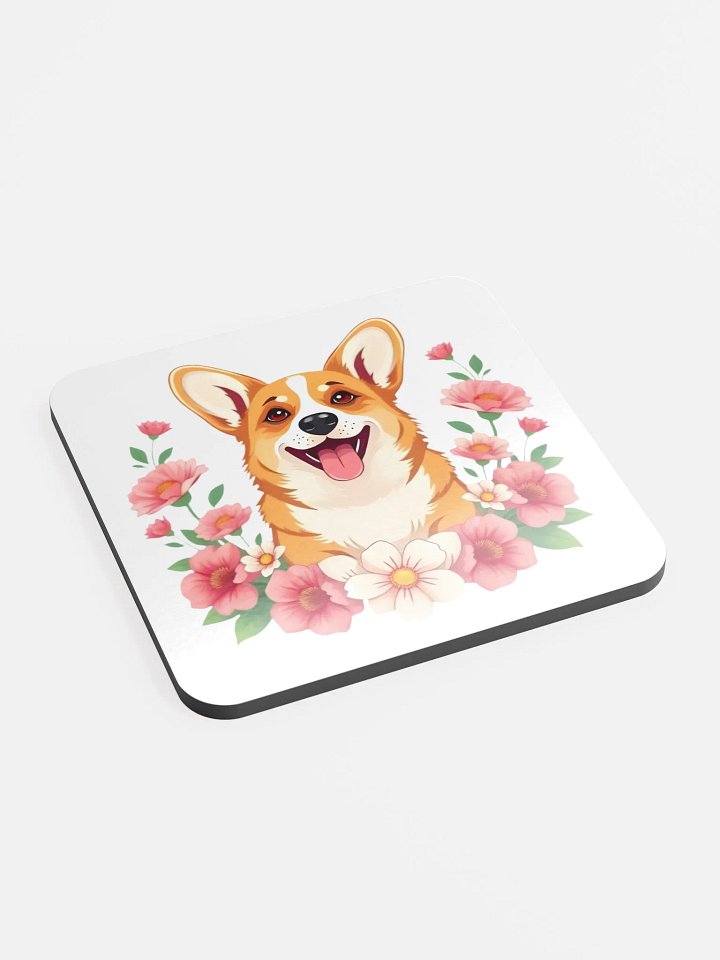 Floral Corgi Cork Coaster product image (1)