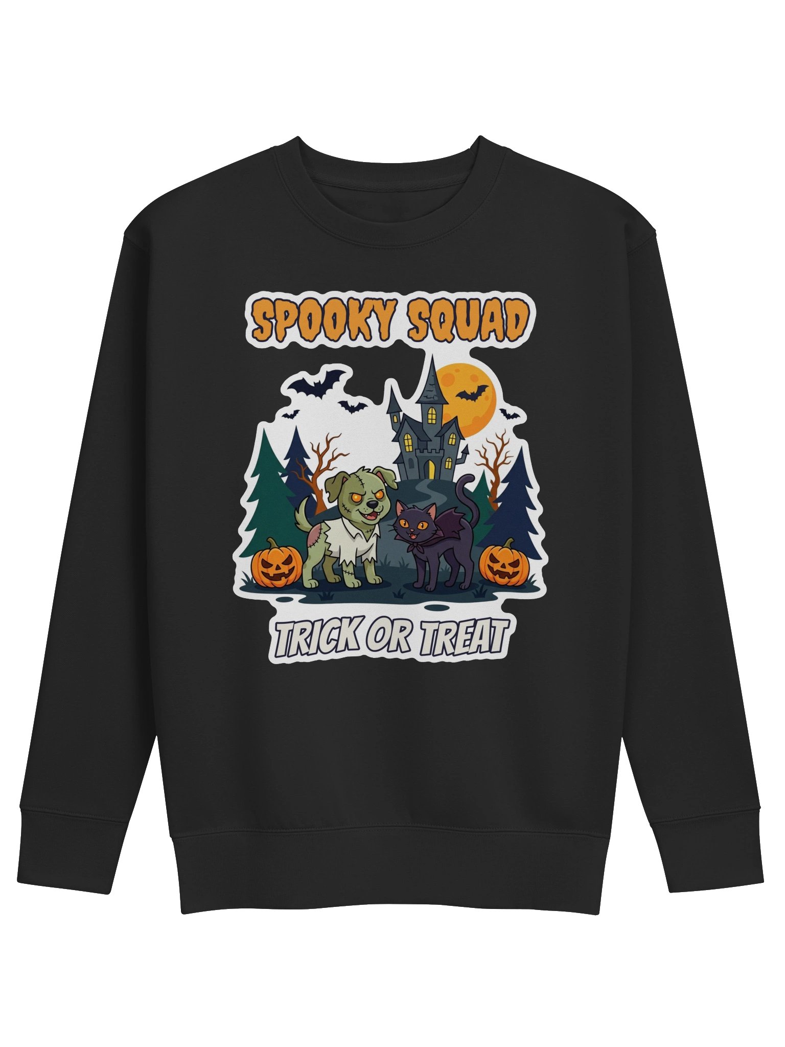 Spooky Squad Halloween Sweatshirt – Zombie Dog & Vampire Cat Trick or Treat Crewneck, Cozy Fall Pet Lover Gift product image (1)