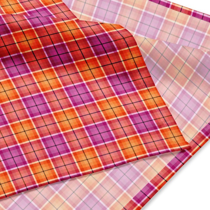 Bright Orange and Pink Plaid Bandana product image (2)