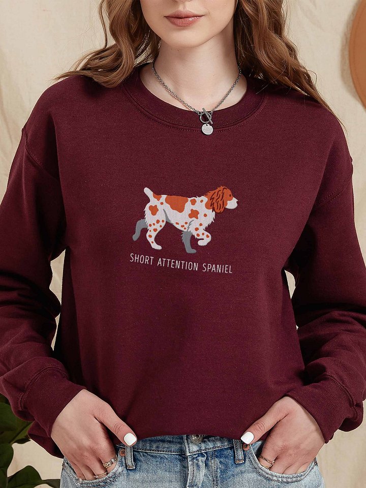 Short Attention Spaniel Sweatshirt (Embroidered) of a Brittany Spaniel product image (2)
