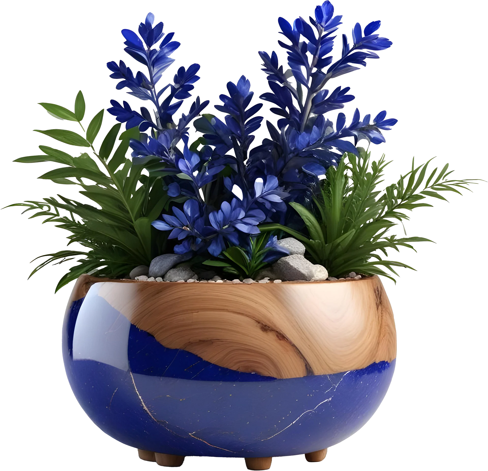 Wood & Lapis Elegance – Vase PNG for scene creator product image (1)