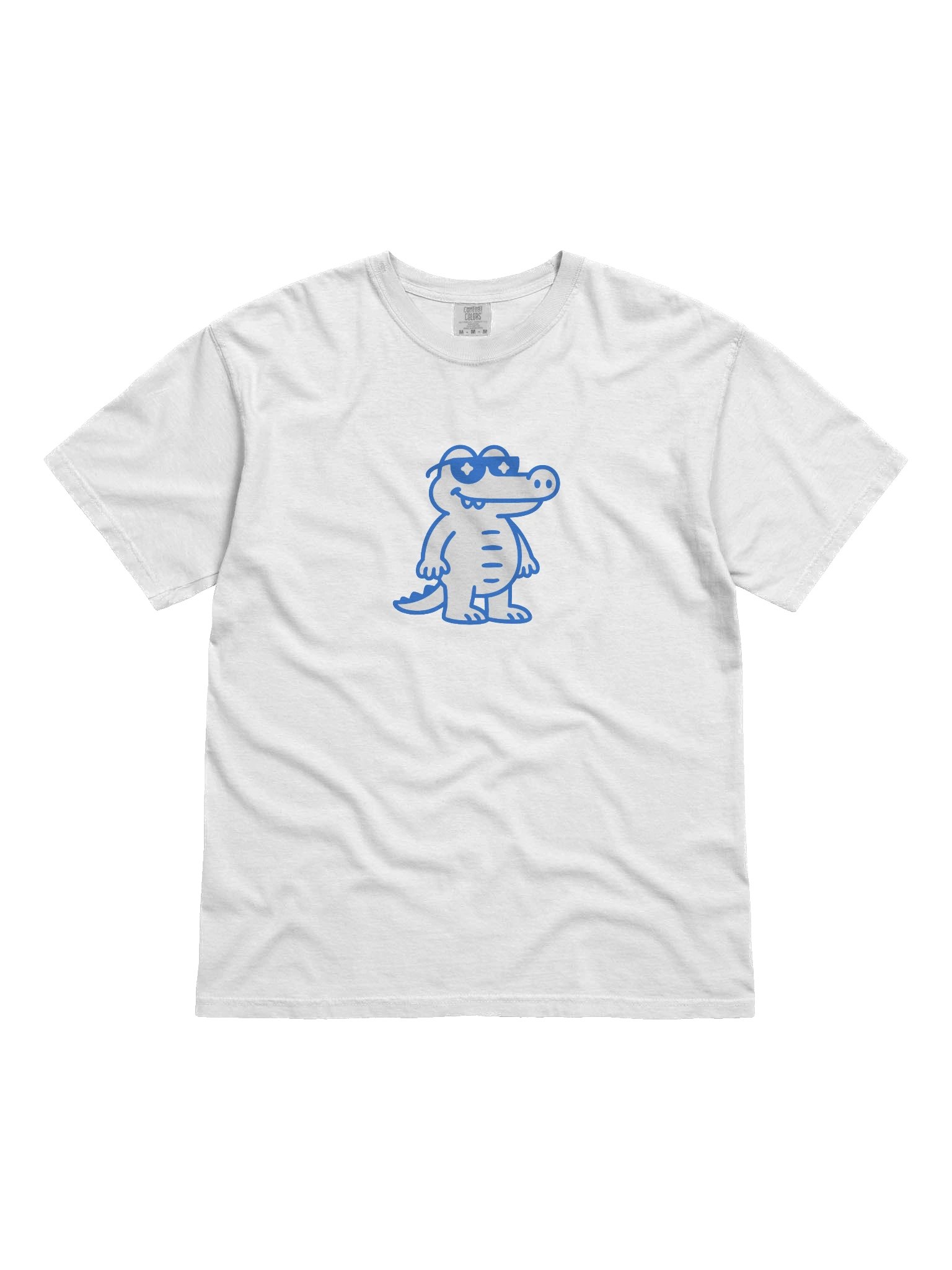 Crocodeth T-Shirt No.1 – White Graphic Tee with Large Blue Crocodile Print product image (21)