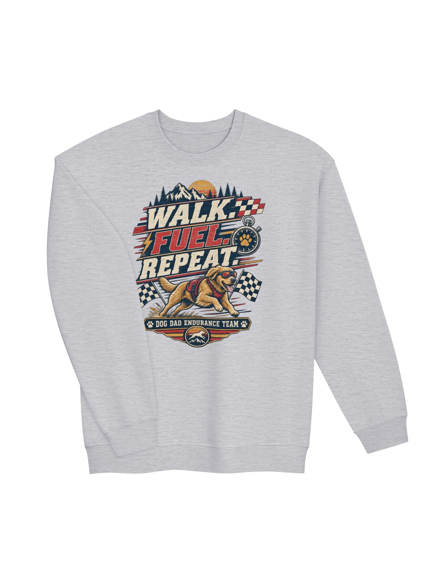 Walk Fuel Repeat Crewneck Sweatshirt | Dog Dad Endurance Team Gift product image (24)