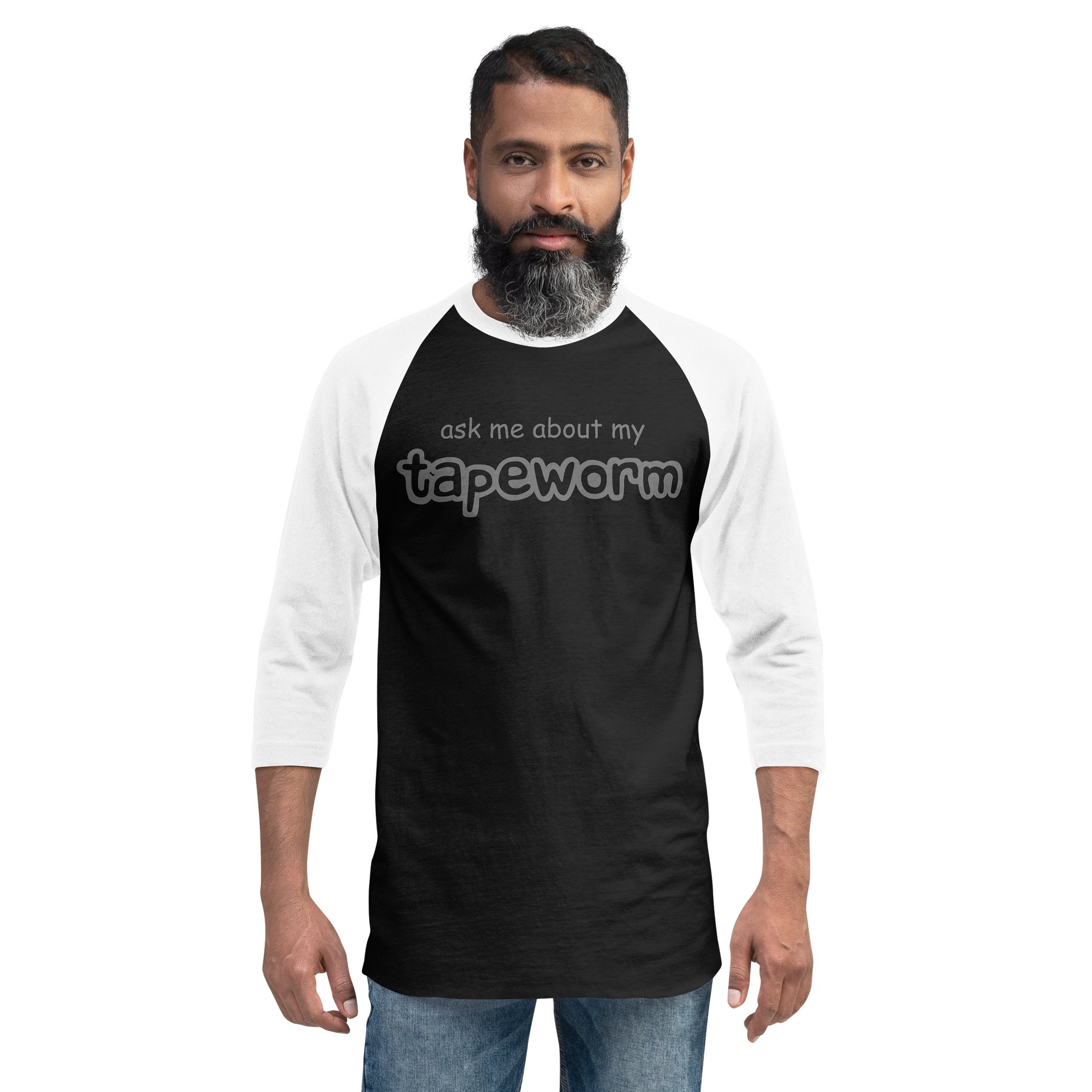 Ask me about my tapeworm raglan tee product image (2)