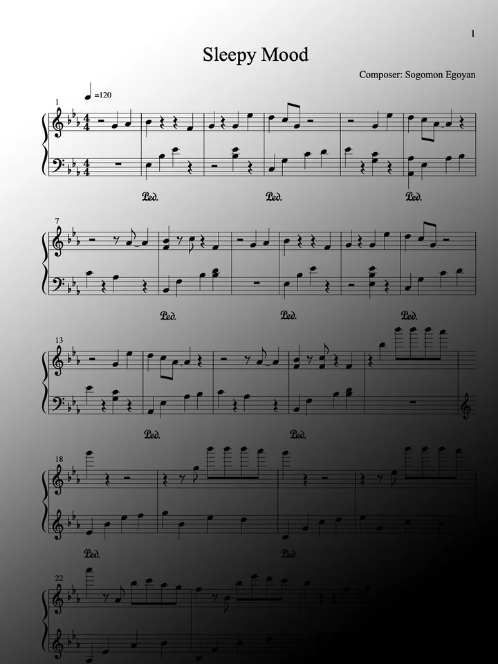 Sleepy Mood by Sogomon Egoyan - Piano Sheet Music product image (1)