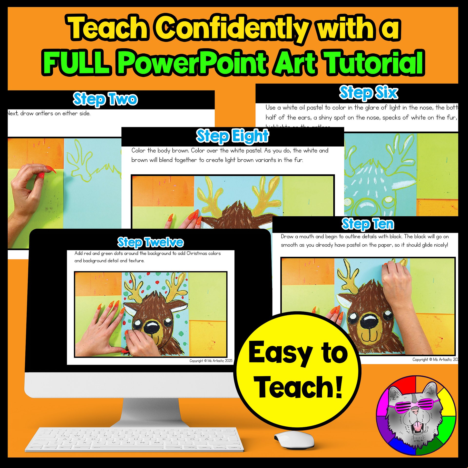 Christmas Art Project Reindeer Art Lesson Christmas Art Activity December Art product image (4)
