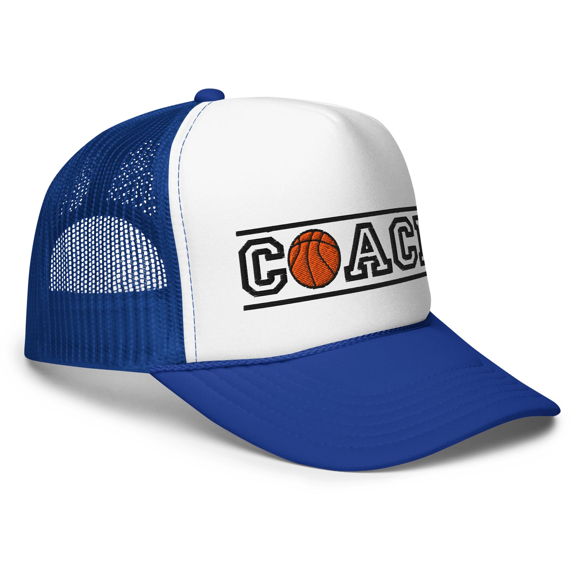Basketball Coach Foam Trucker Hat – High Profile Snapback with Embroidered Design product image (9)