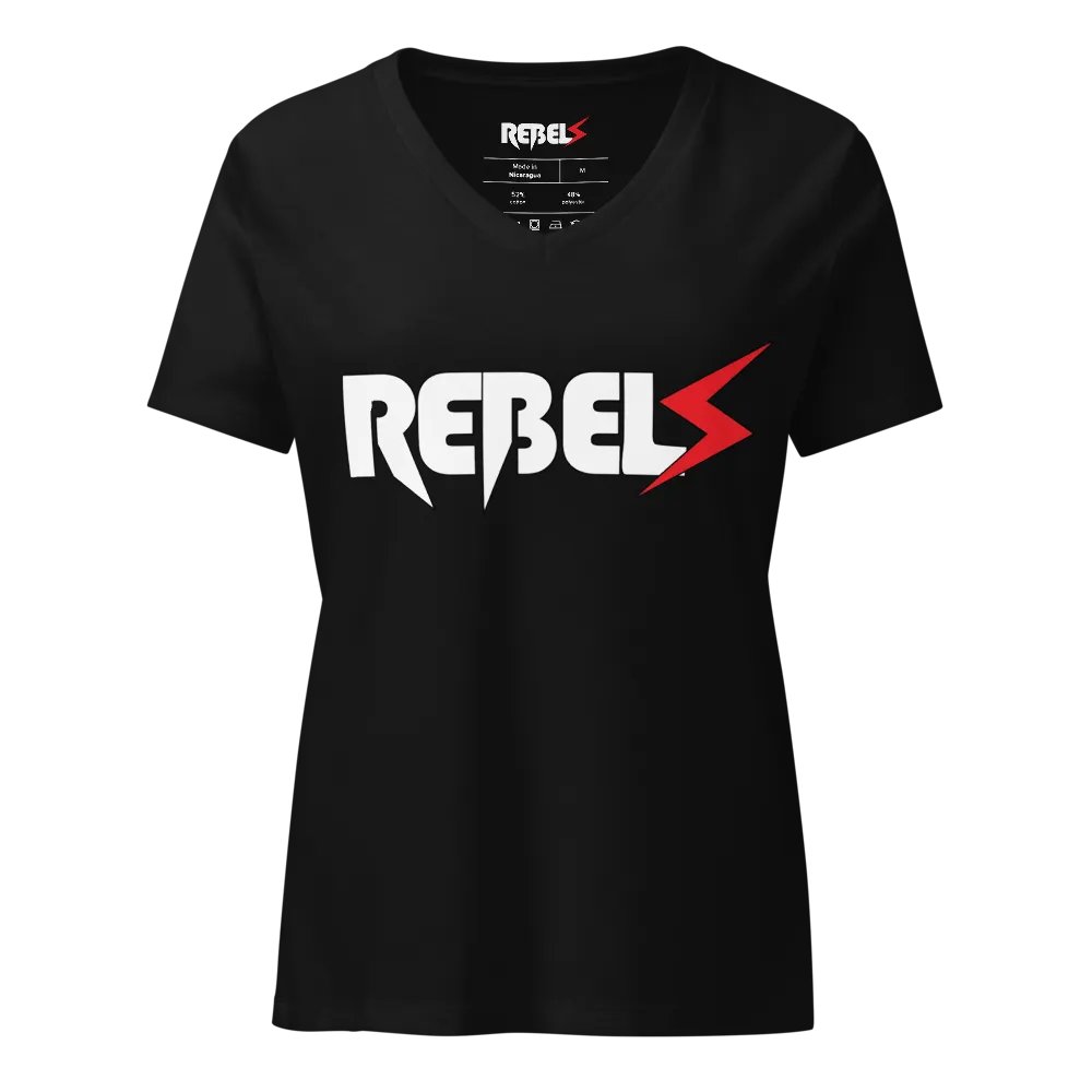 Woman's V Neck | Black | White/Red product image (4)