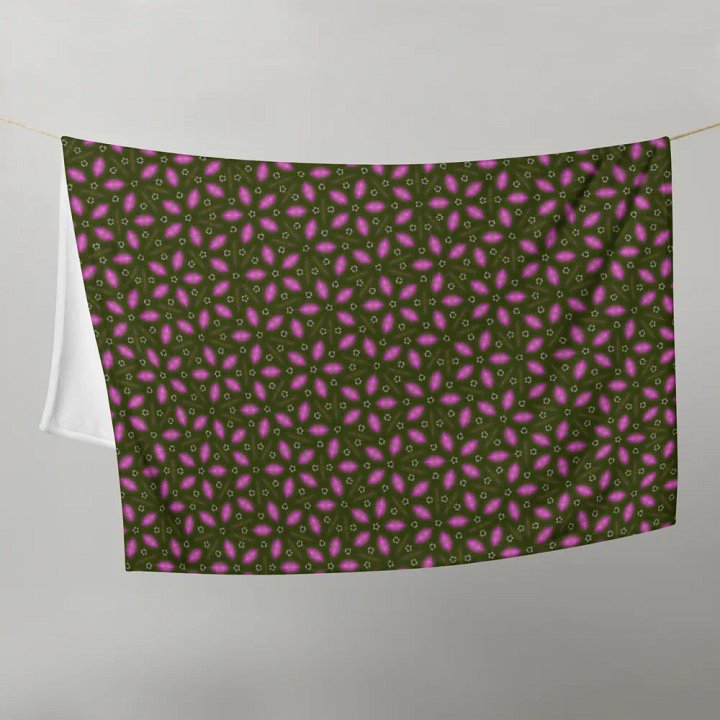 Dark Green & Pink Floral Throw Blanket product image (2)