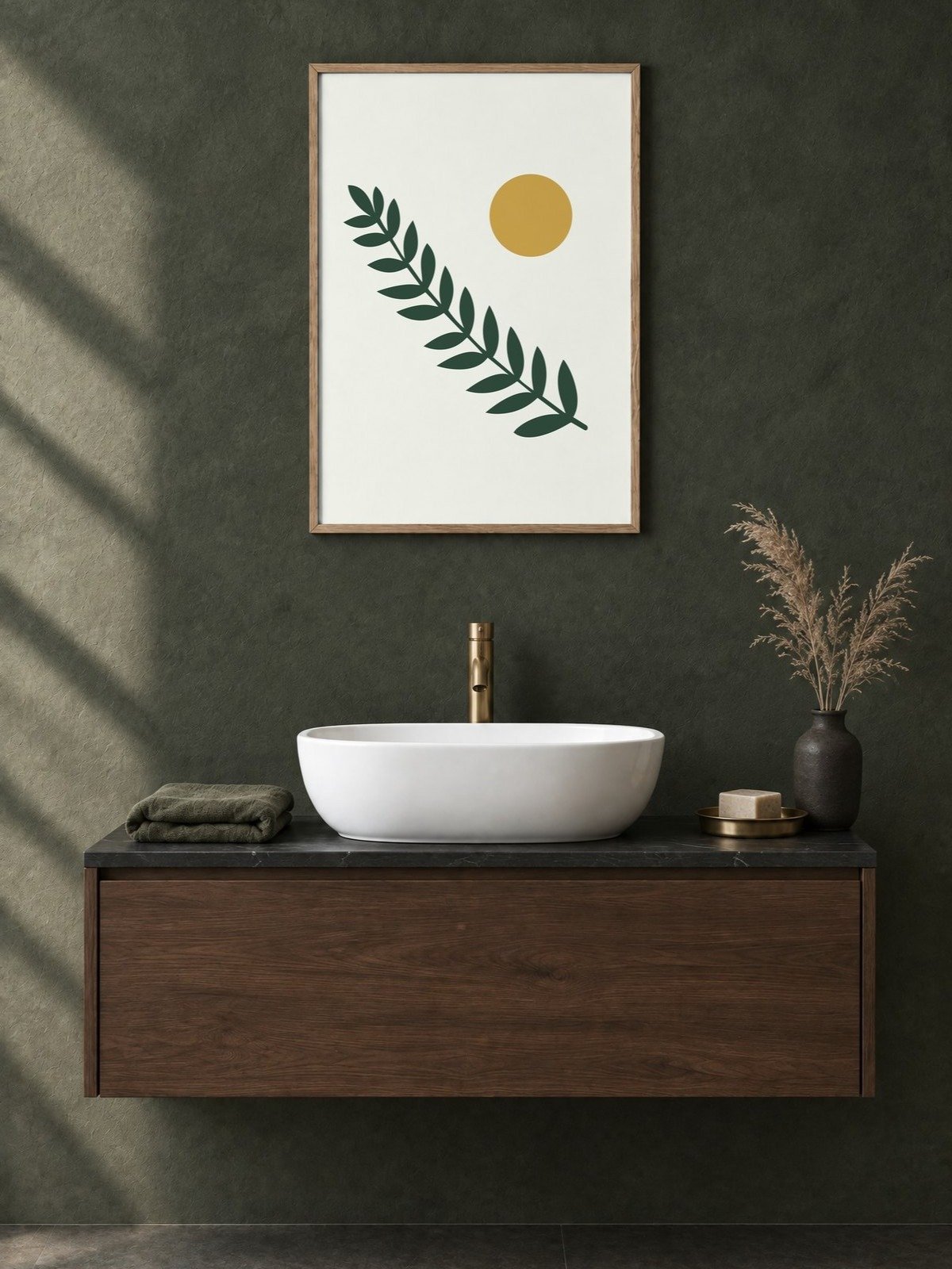 Forest Green Branch Print | Botanical Bathroom Wall Art product image (2)