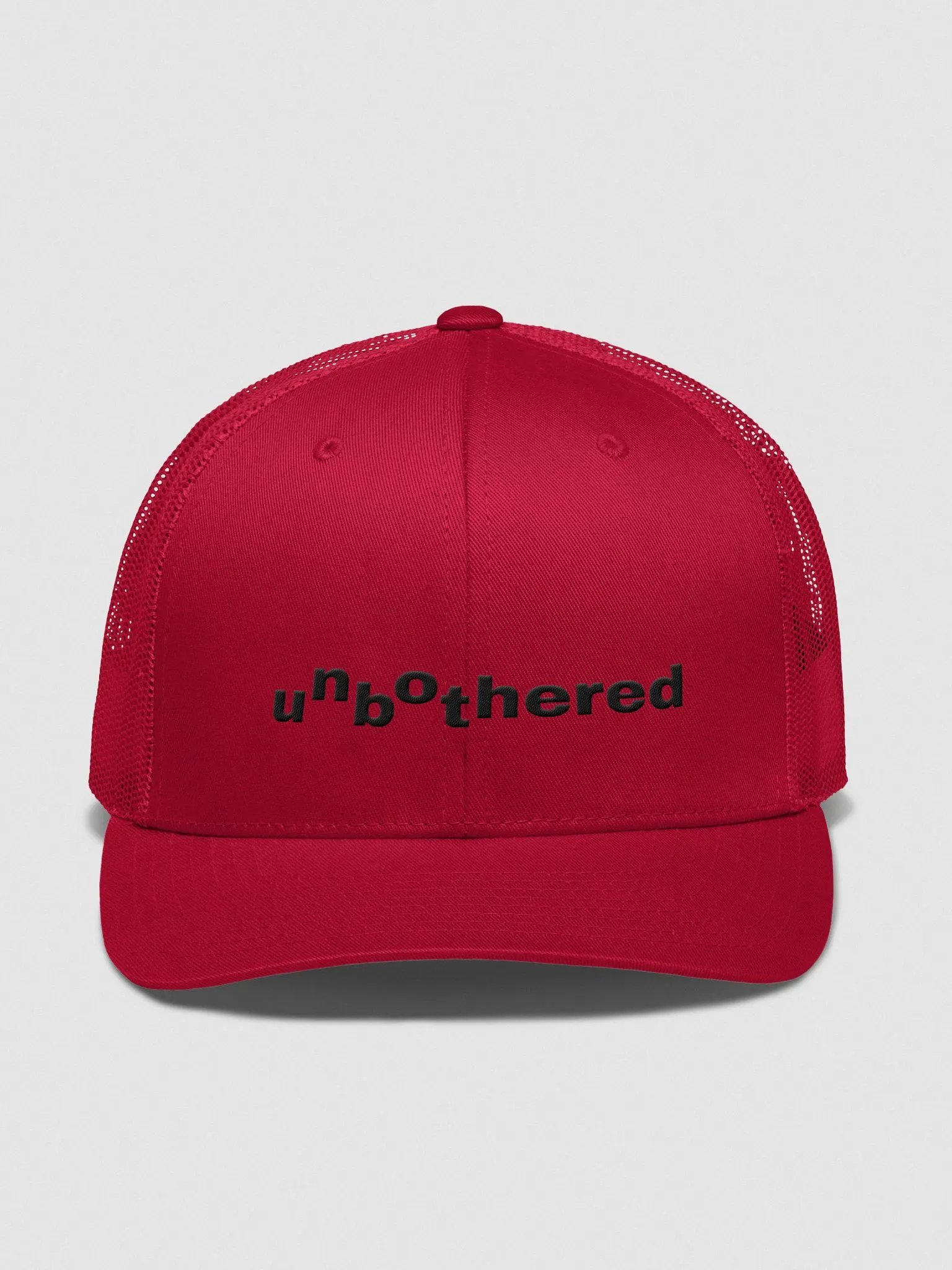 unbothered Trucker Snapback - black text product image (1)