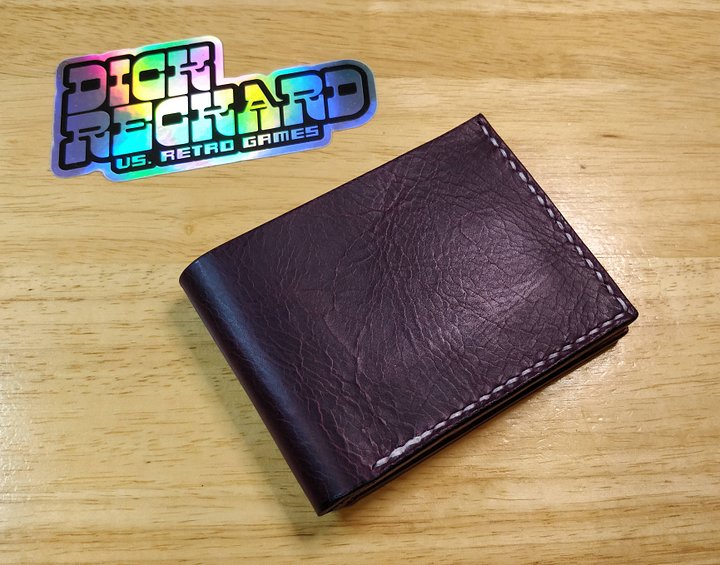 Handmade Billfold Wallet in Full Grain Purple Pull-up Leather product image (1)