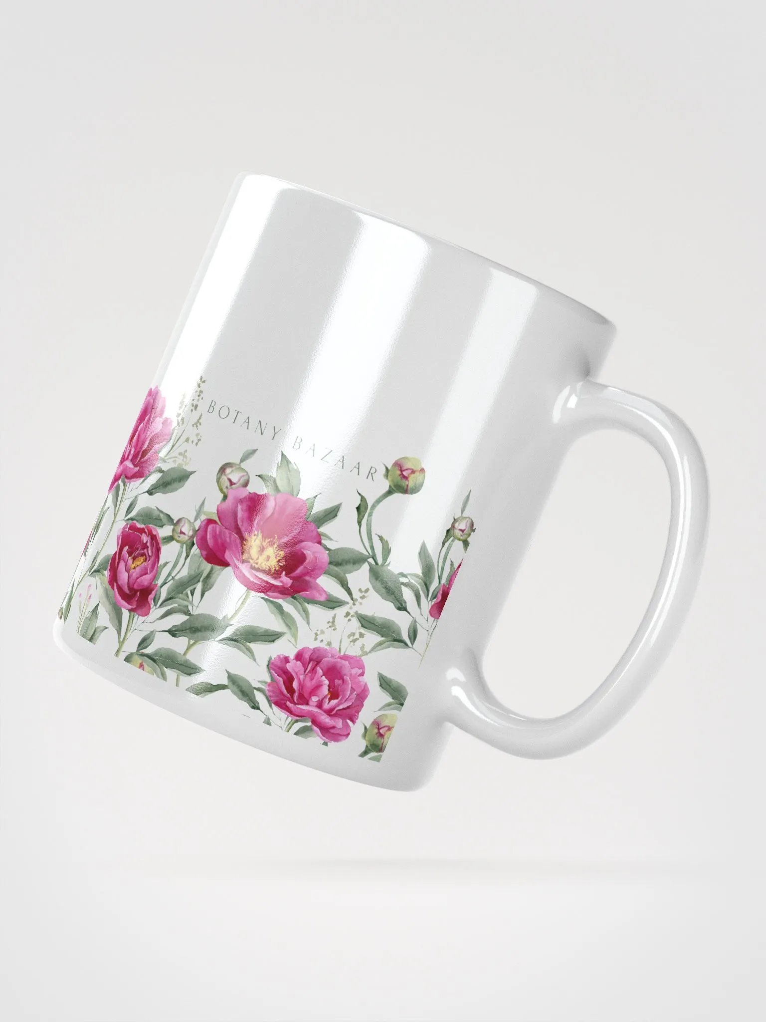 Pink Peony White Ceramic Mug product image (3)