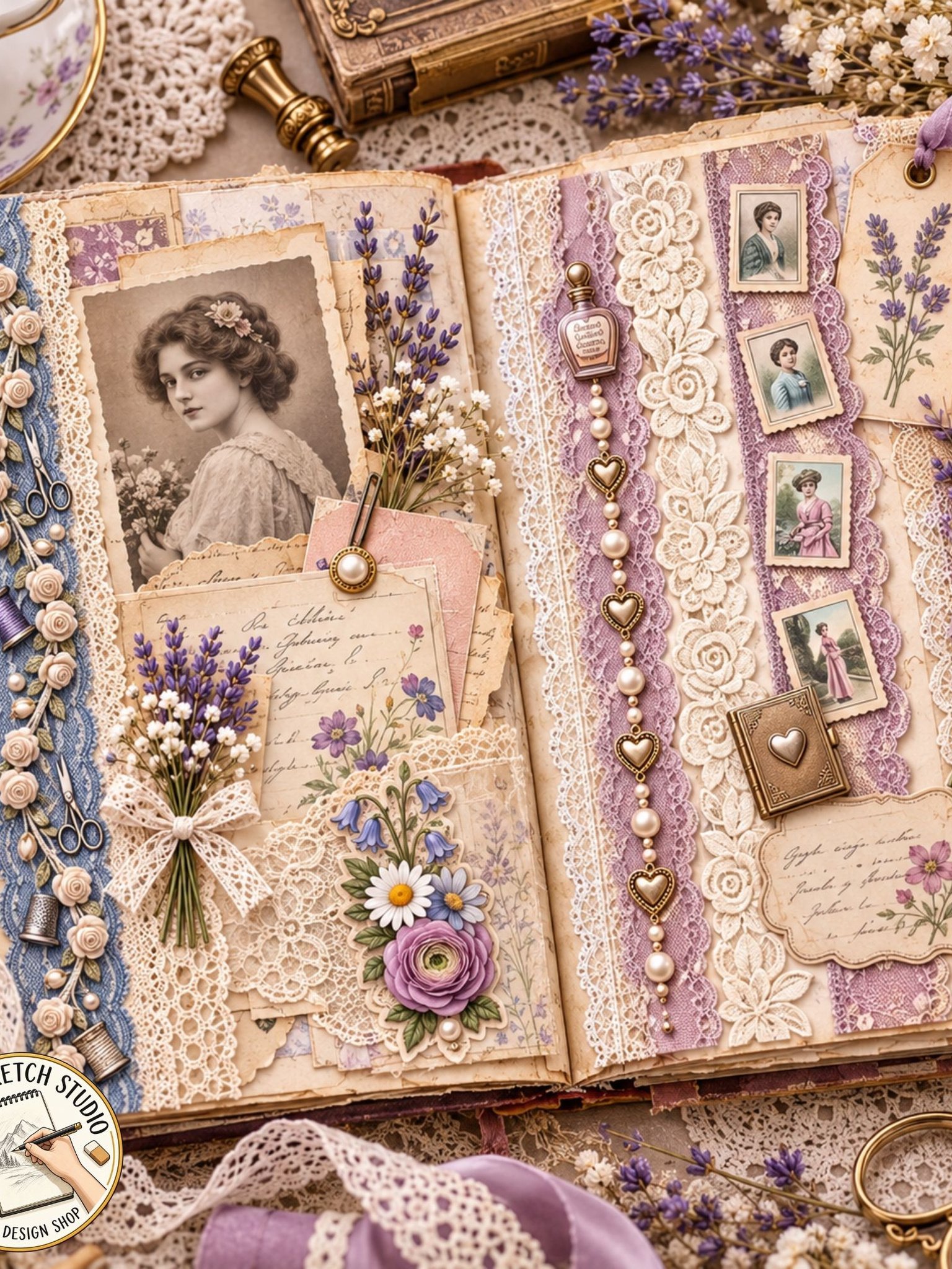 6000 Vintage Lace Strips, Printable Junk Journal Trim, Shabby Chic Ephemera, Rose Scrapbook Borders, 1000 JPG Pages, 8.5x11 Digital Download product image (3)