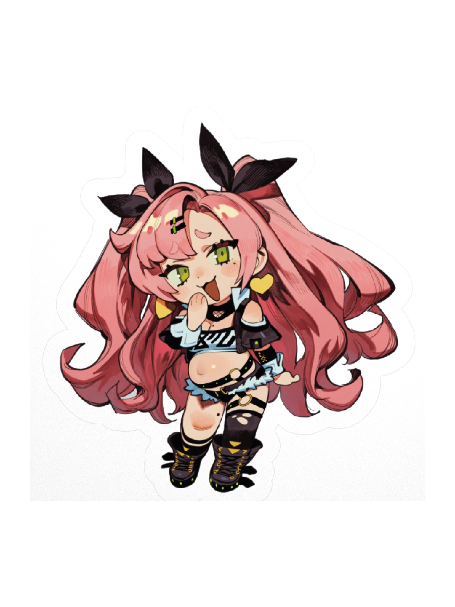 Pink Hair Girl Chibi Laughing Sticker product image (1)