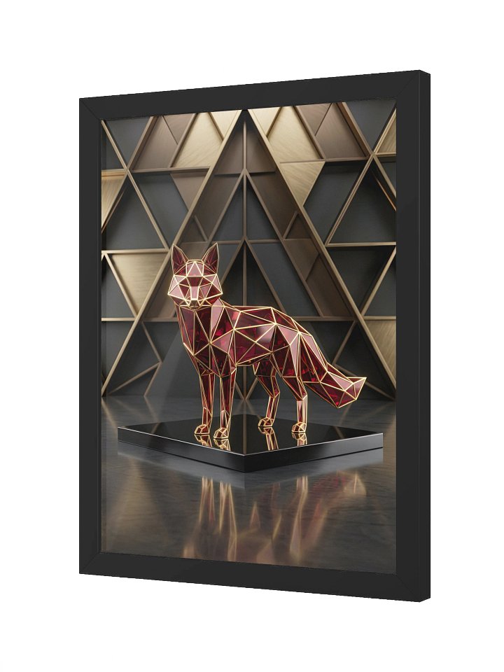 Luxurious Geometric Fox Framed Poster - Neo-Deco Opulent Wall Art product image (2)