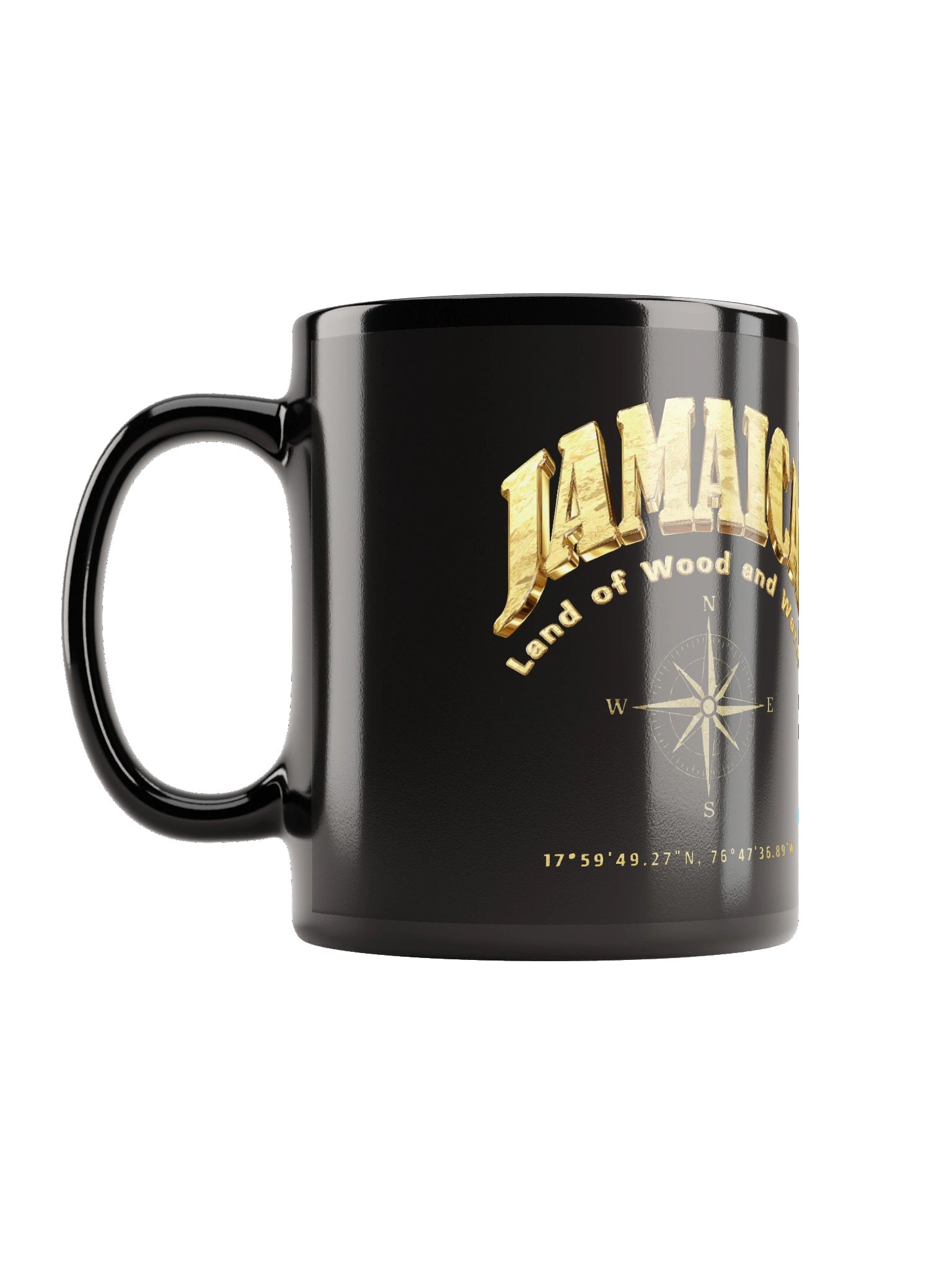 Compass - Jamaica - Vintage Gold | Black Glossy Mug product image (3)
