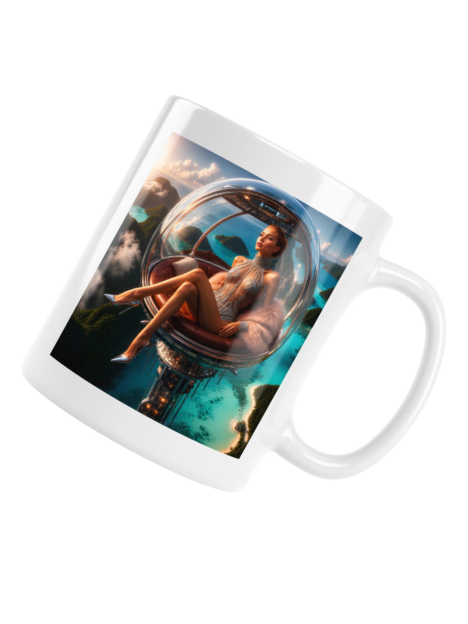 Cyberpunk Sky Pod Mug | Futuristic Boss Babe Mug | Luxury Manifestation Coffee Cup product image (4)