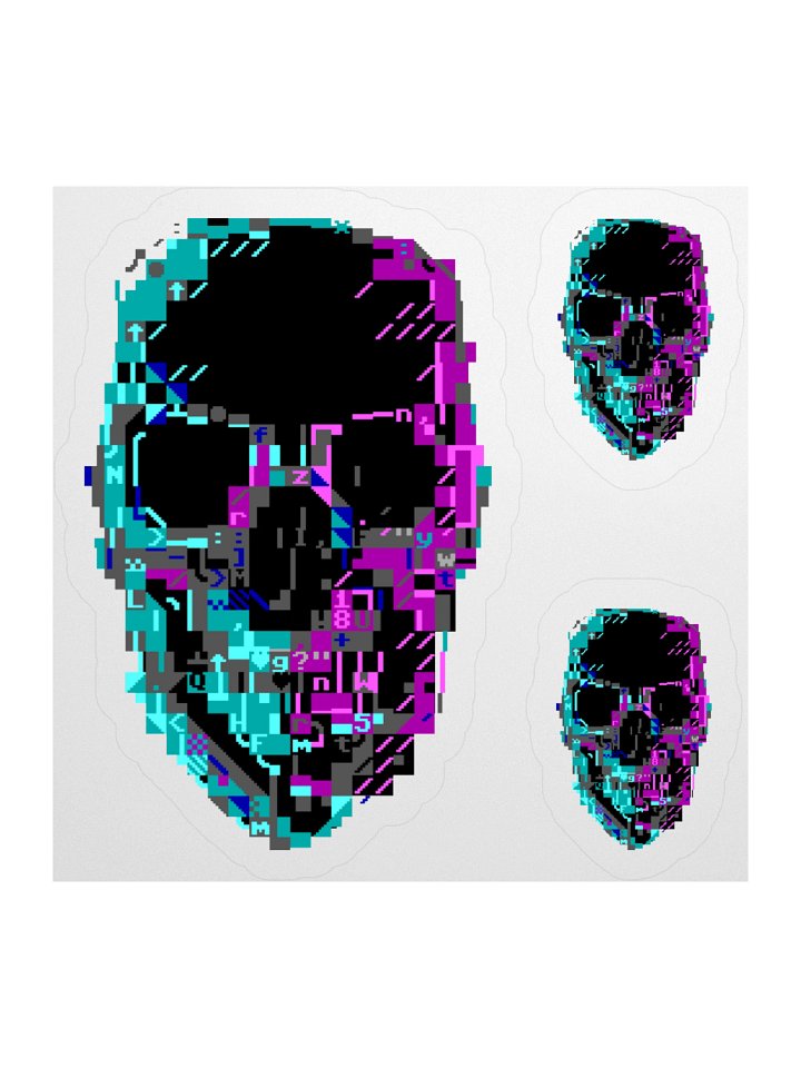 Cyberpunk ASCII Glitch Skull Stickers product image (3)