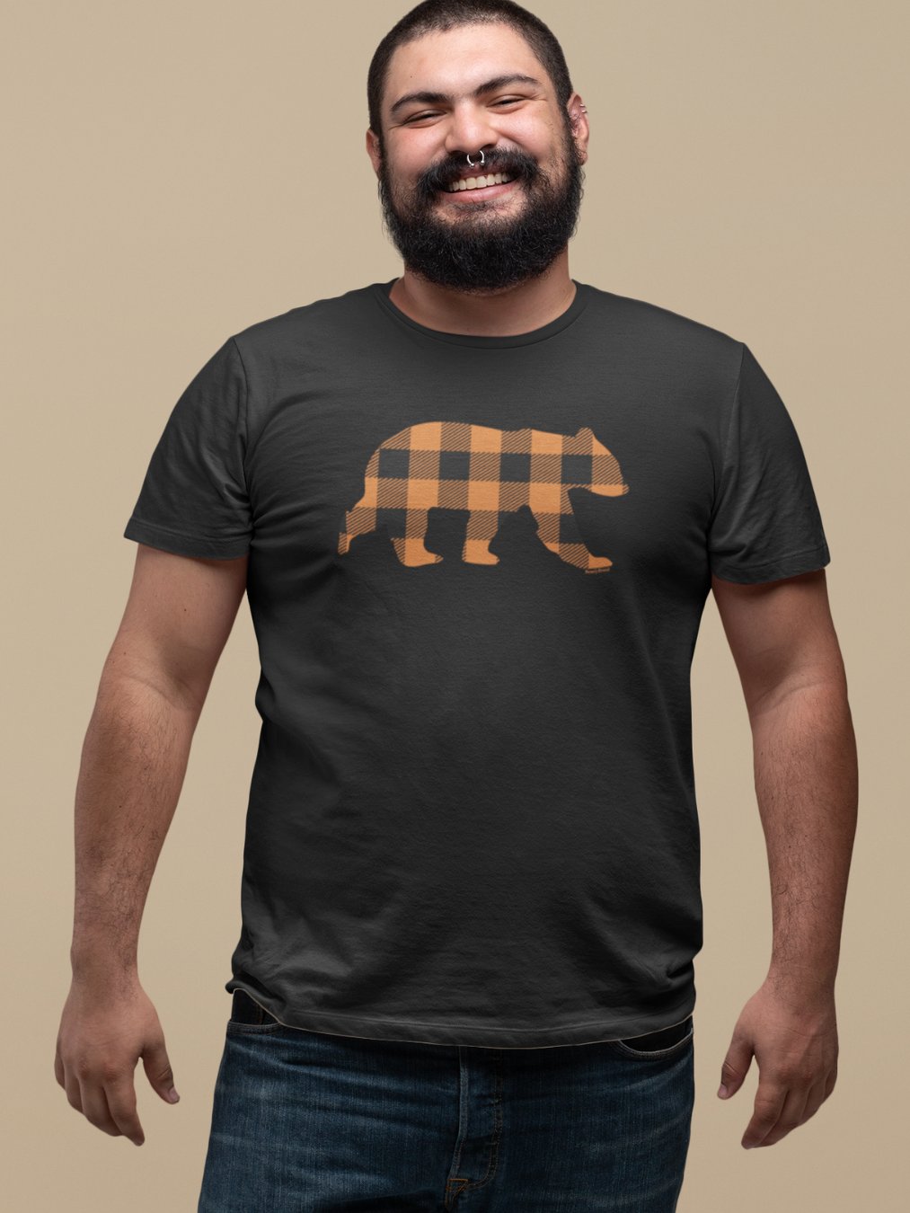 Orange Buffalo Check Bear T-Shirt product image (3)