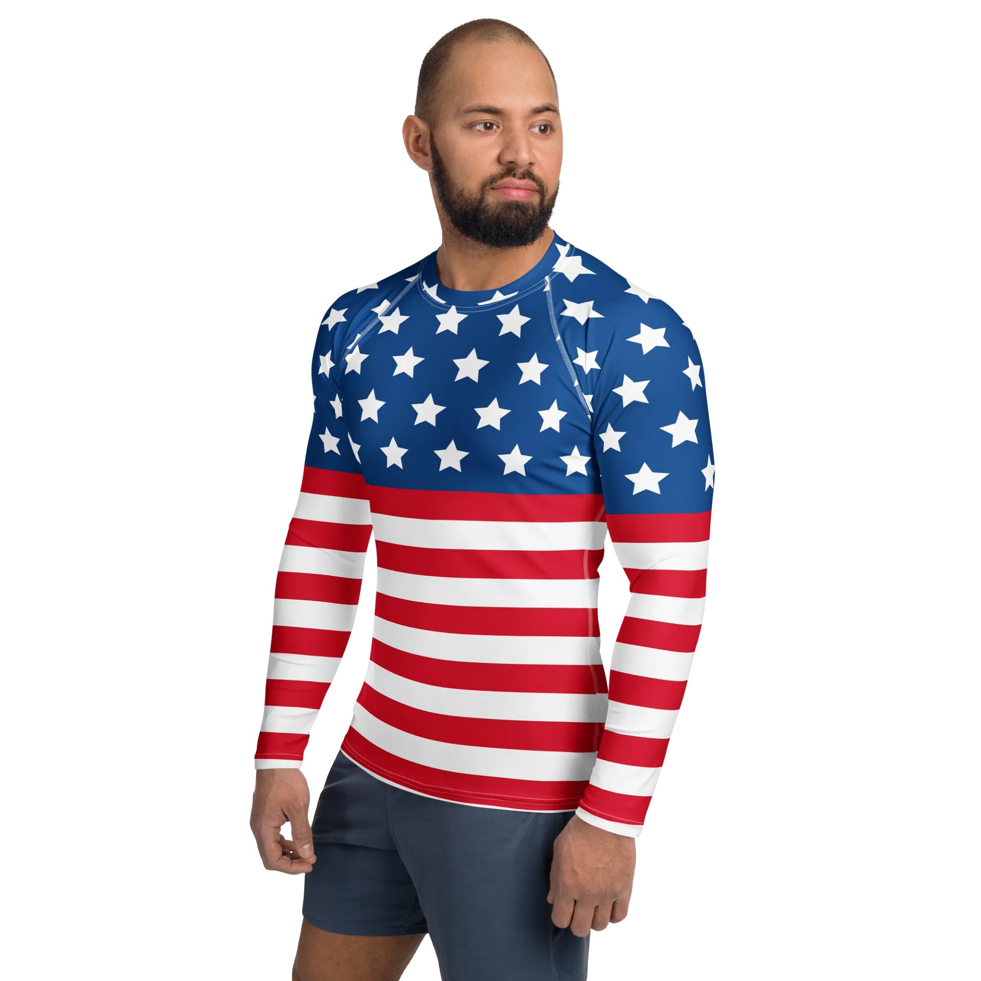Patriotic Performance: All-Over Print Men's Rash Guard product image (3)
