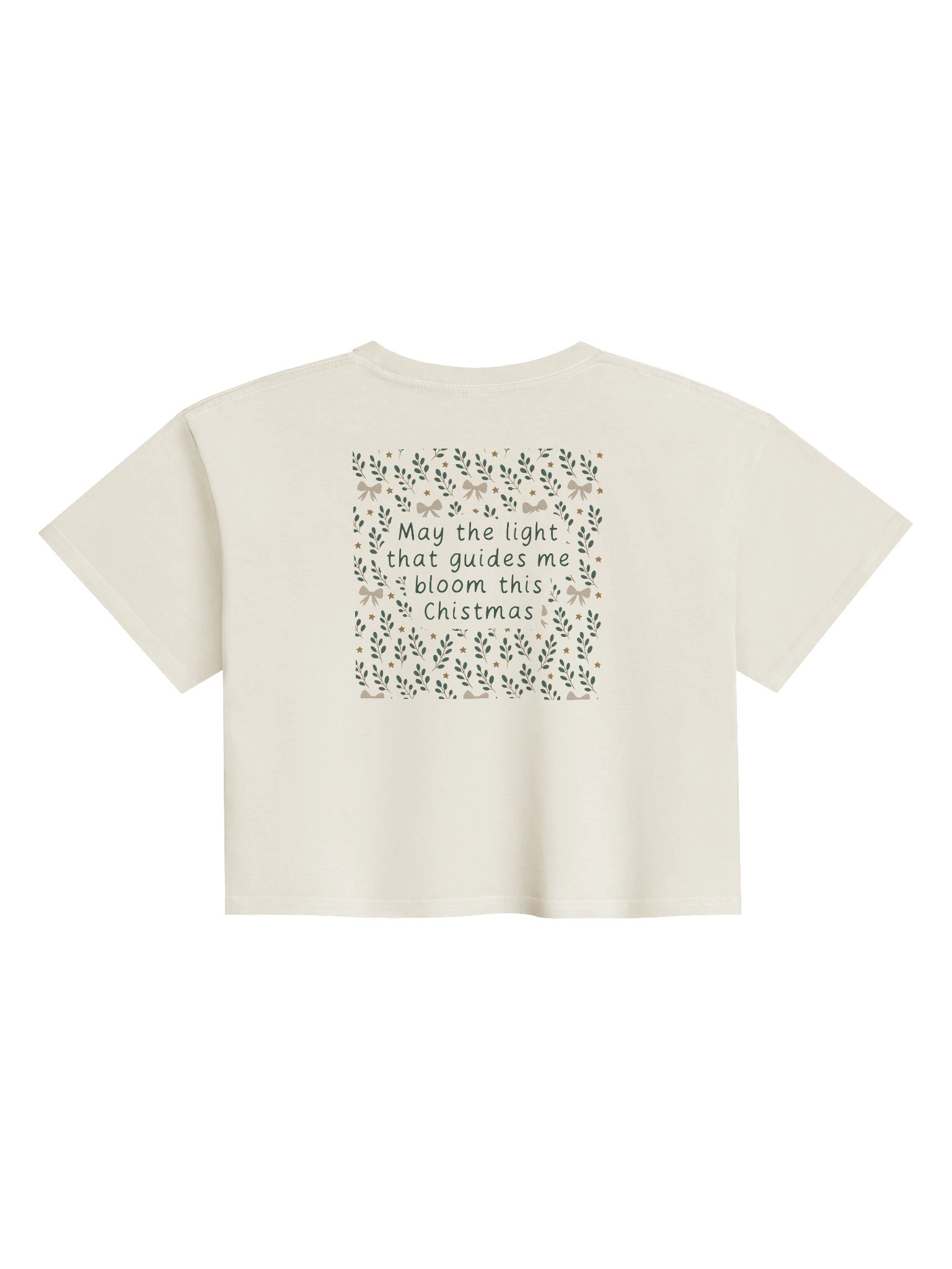 Ribbons & stars botanical Christmas women’s premium crop top. AS colour festive & stylish top product image (4)