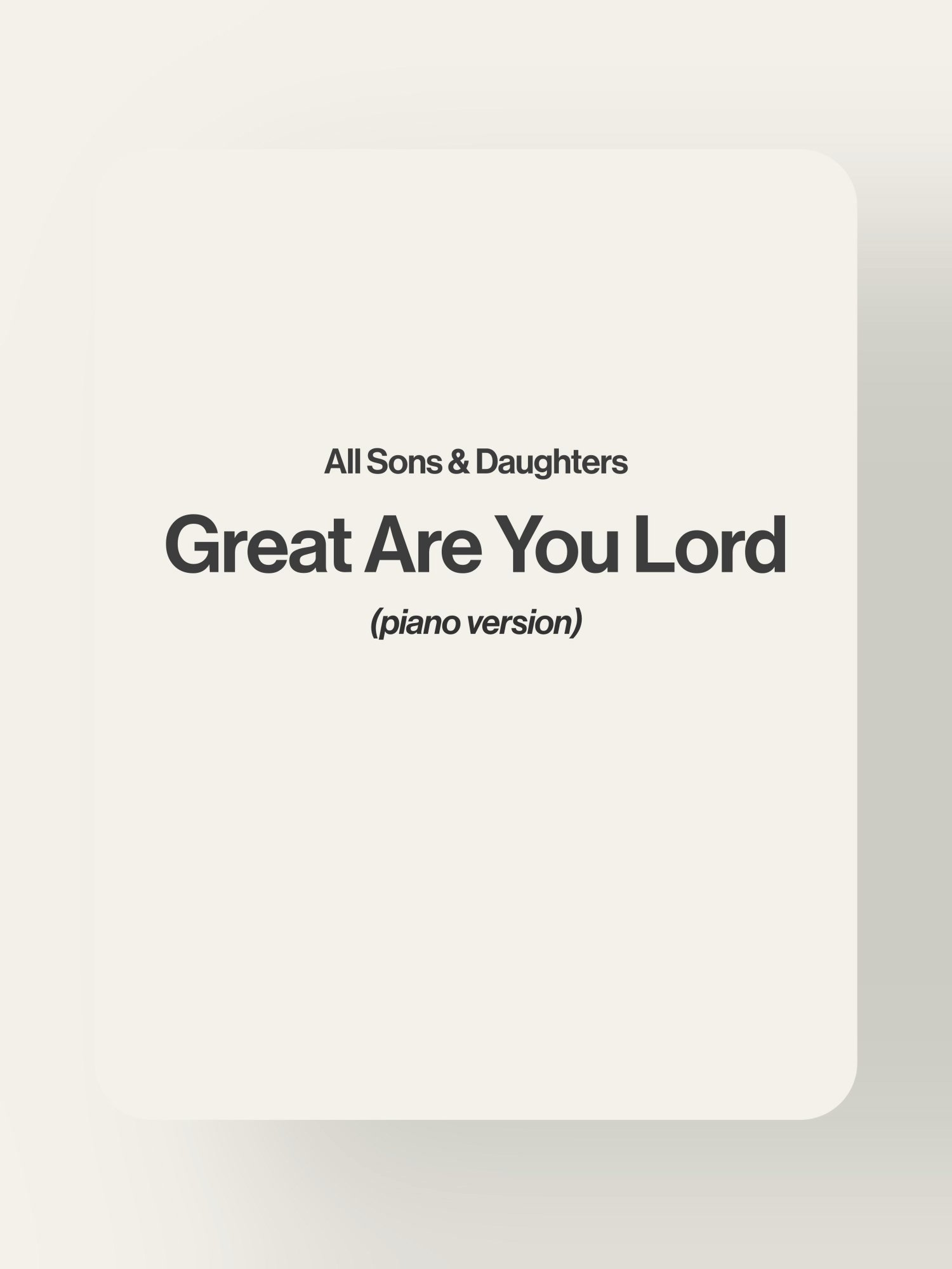 Great Are You Lord - All Sons & Daughters product image (1)