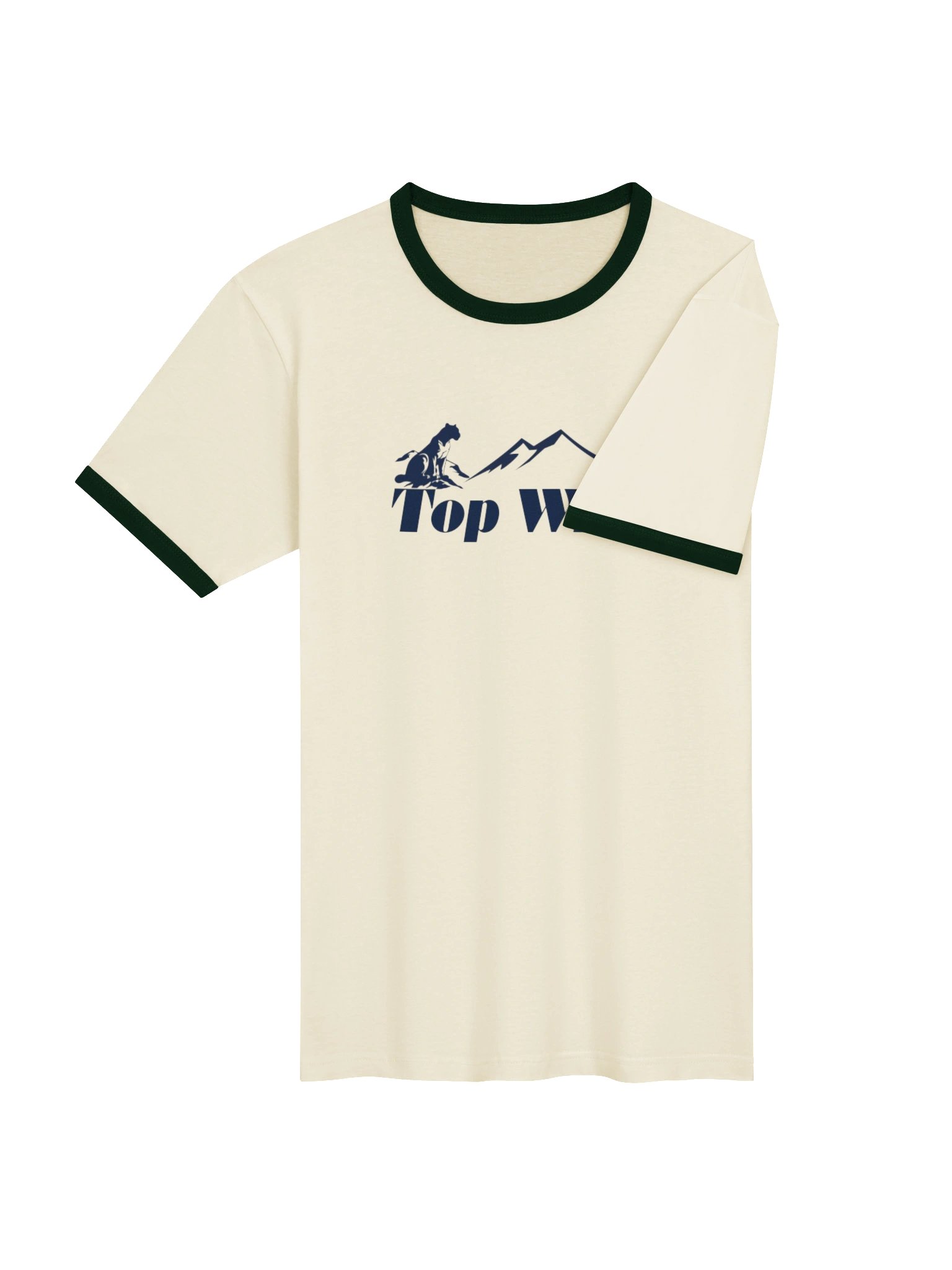 Top Will ™ Cream & Navy Blue Unisex Ringer T-Shirt product image (4)