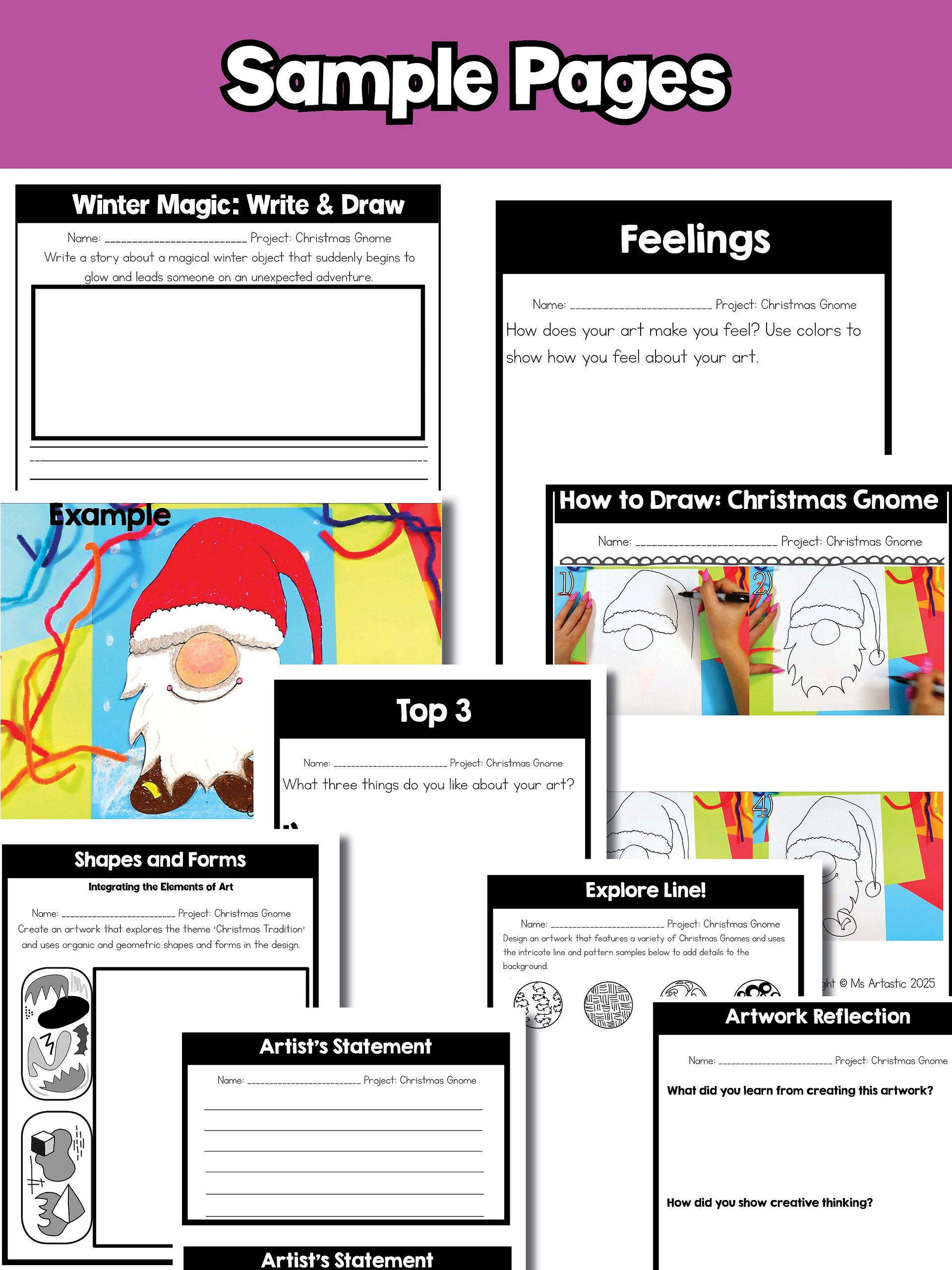 Christmas Art Lesson Gnome Christmas Art Project Holiday Art Activity Craft product image (9)