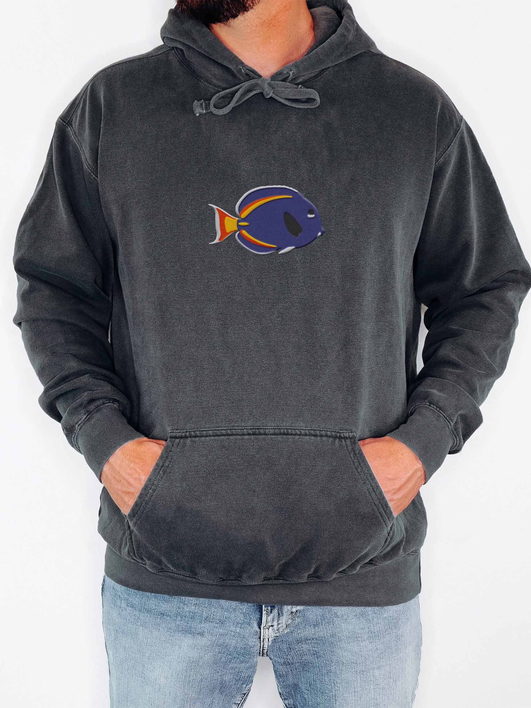 Hybrid Gold-Rim Tang Embroidered Premium Hoodie | Saltwater Reef Aquarium Fish & Marine Life Apparel product image (2)