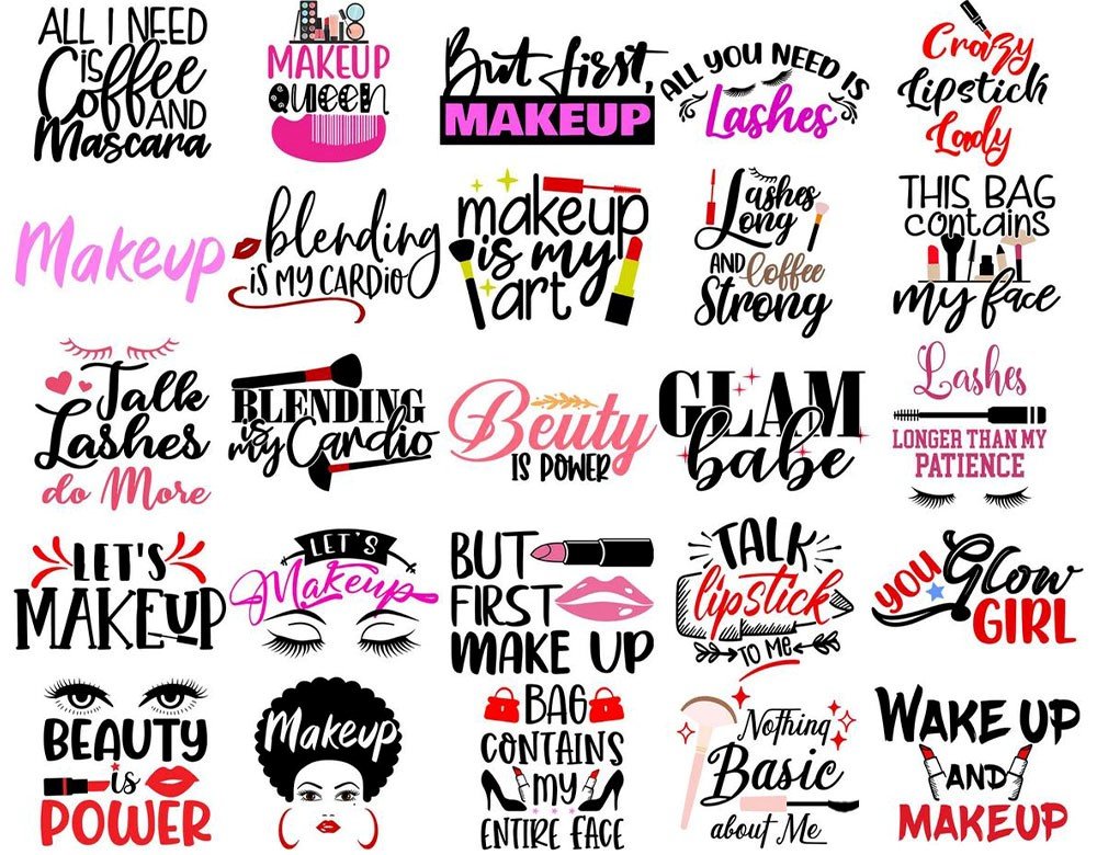 120+ Makeup SVG Bundle for Cricut | Makeup Quote SVG PNG DXF EPS | Eyelash Beauty Clipart Instant Download product image (4)